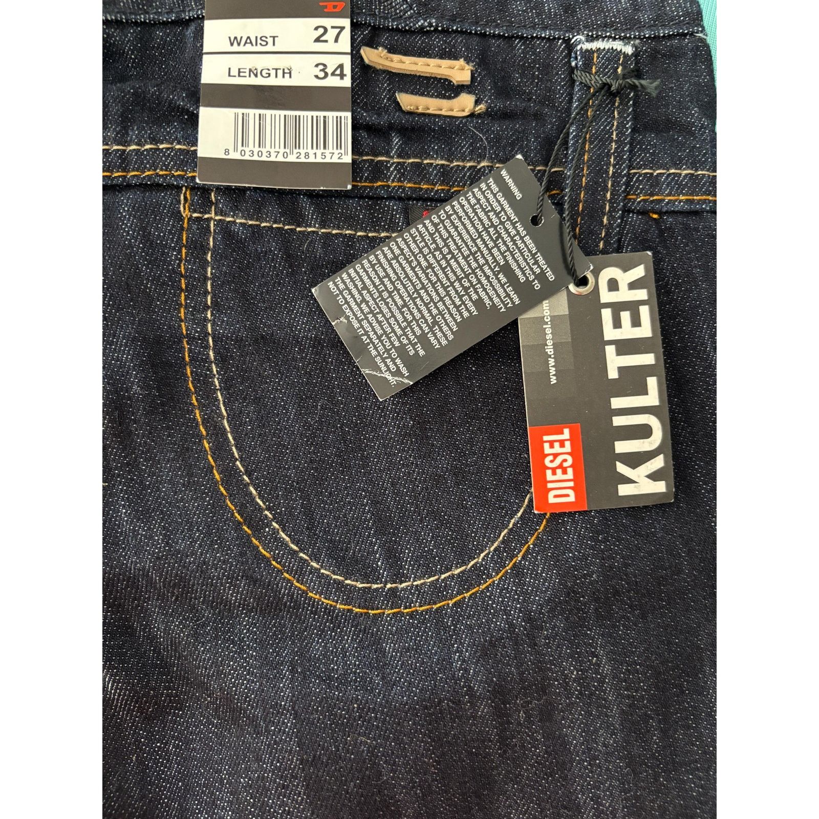 Diesel Diesel Kulter Capri Jeans W27 Italy Deadstock Y2K Raw Denim Size US 27 - 5 Thumbnail