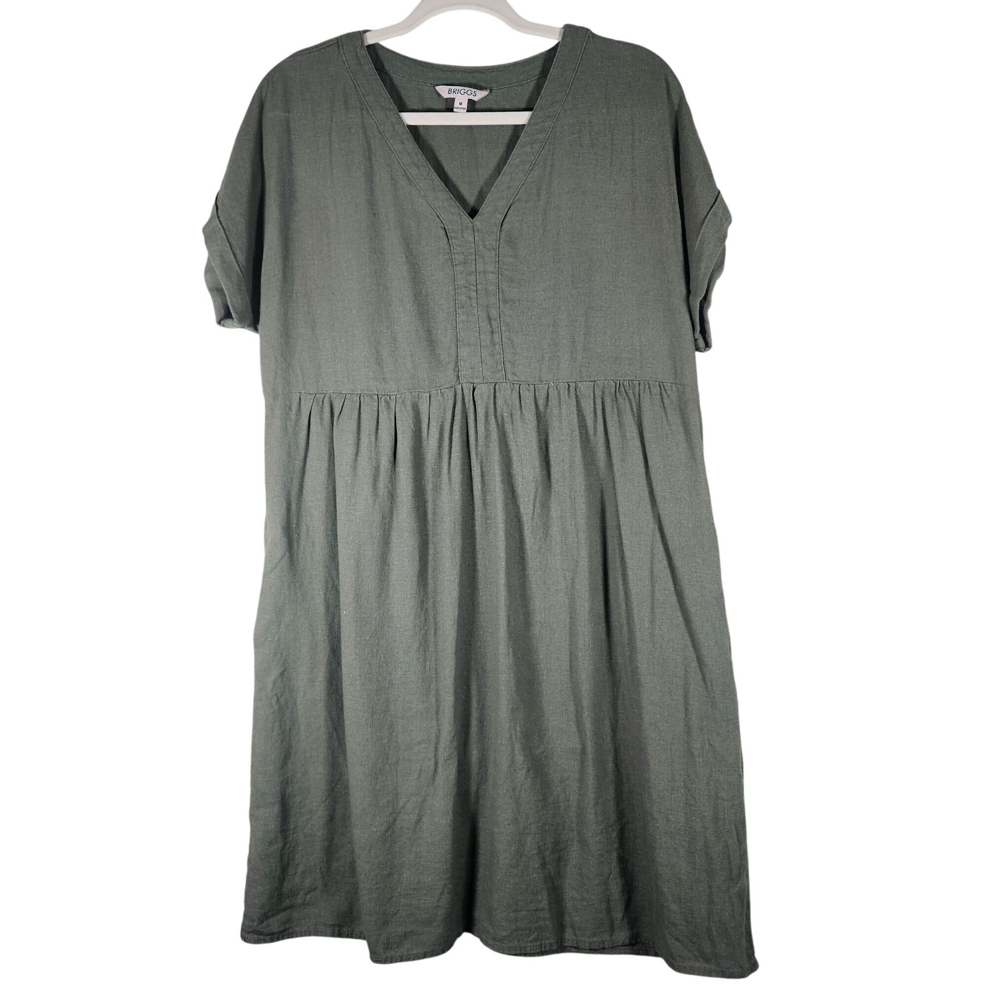 Other Briggs Sage Green Dress S Knee-Length V-Neck Soft Neutral Qu Size M / US 6-8 / IT 42-44 - 2 Thumbnail