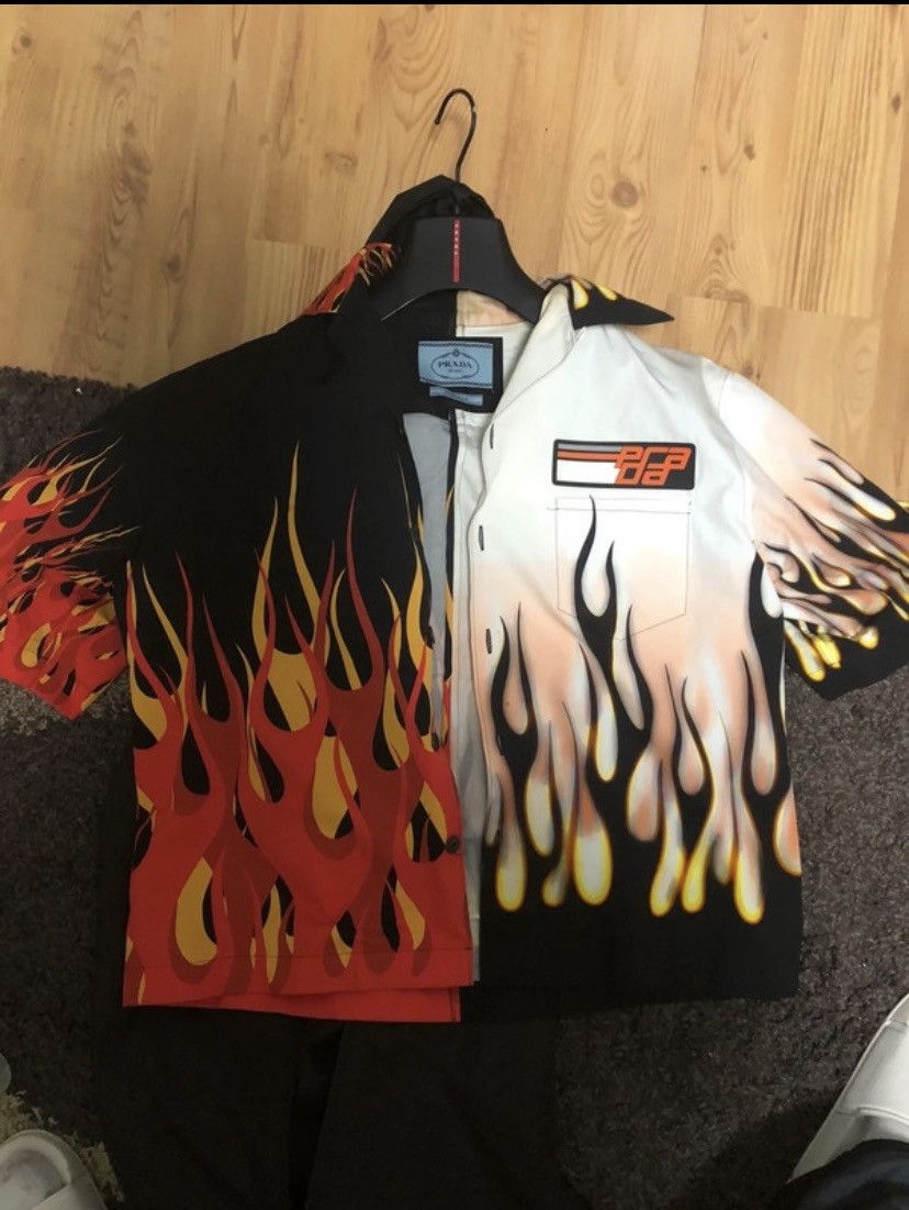Prada Prada 2020 Double Match Bowling Red Flames Size M Size US M / EU 48-50 / 2 - 1 Thumbnail