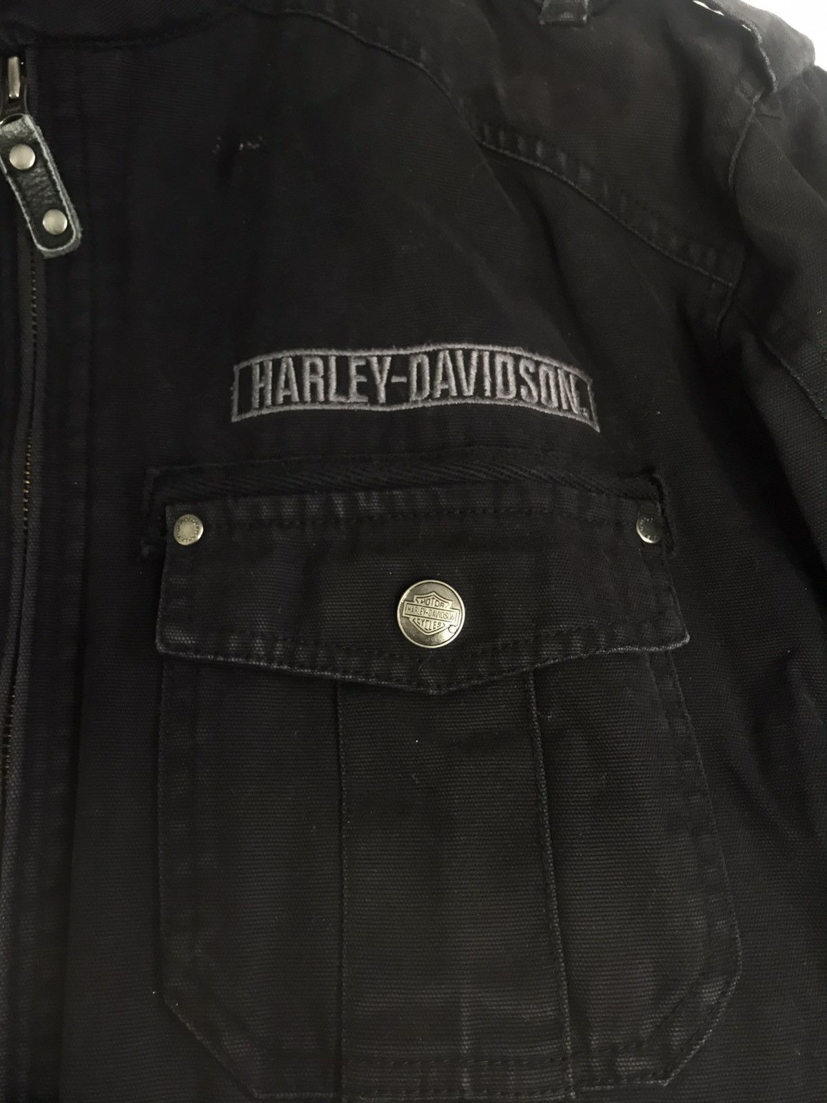 Harley Davidson × Vintage Harley Davidson Denim Jacket Vintage Big Logo Skull Size US S / EU 44-46 / 1 - 2 Thumbnail