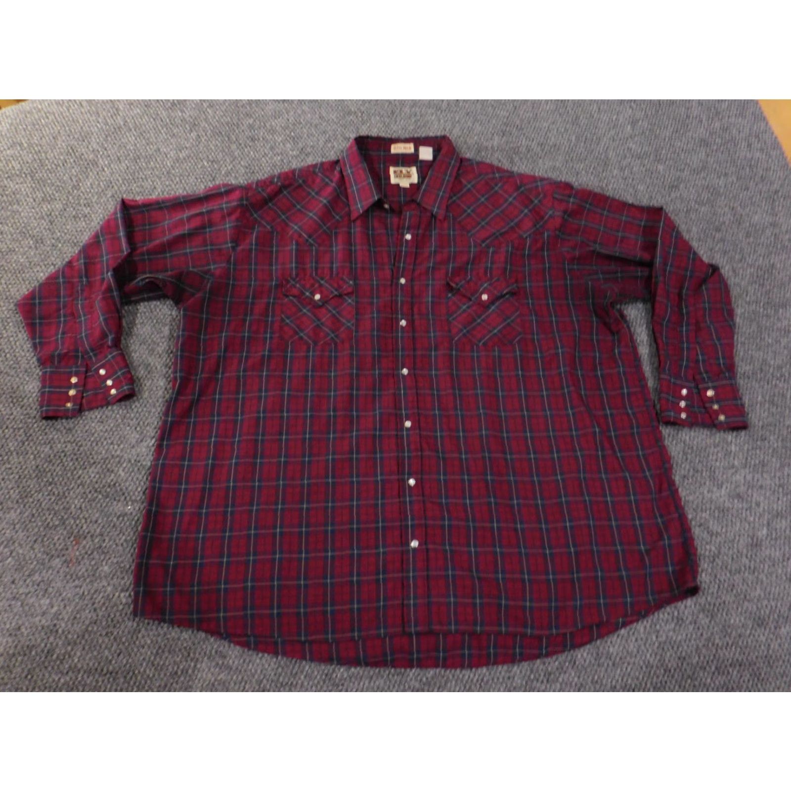 Vintage ely cattleman pearl snap shirt 2XL red big plaid western cowboy rodeo Size US XXL / EU 58 / 5 - 2 Thumbnail