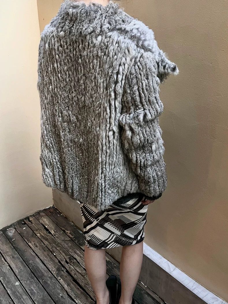 Helmut Lang HELMUT LANG Silver grey rabbit fur overcoat Size M / US 6-8 / IT 42-44 - 5 Thumbnail