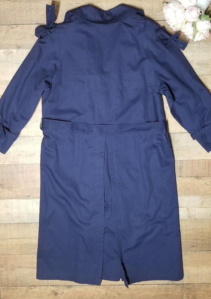 Siegelman Stable Speigel Trench Coat Womens size 10 Petite Navy Blue long Size L / US 10 / IT 46 - 4 Thumbnail
