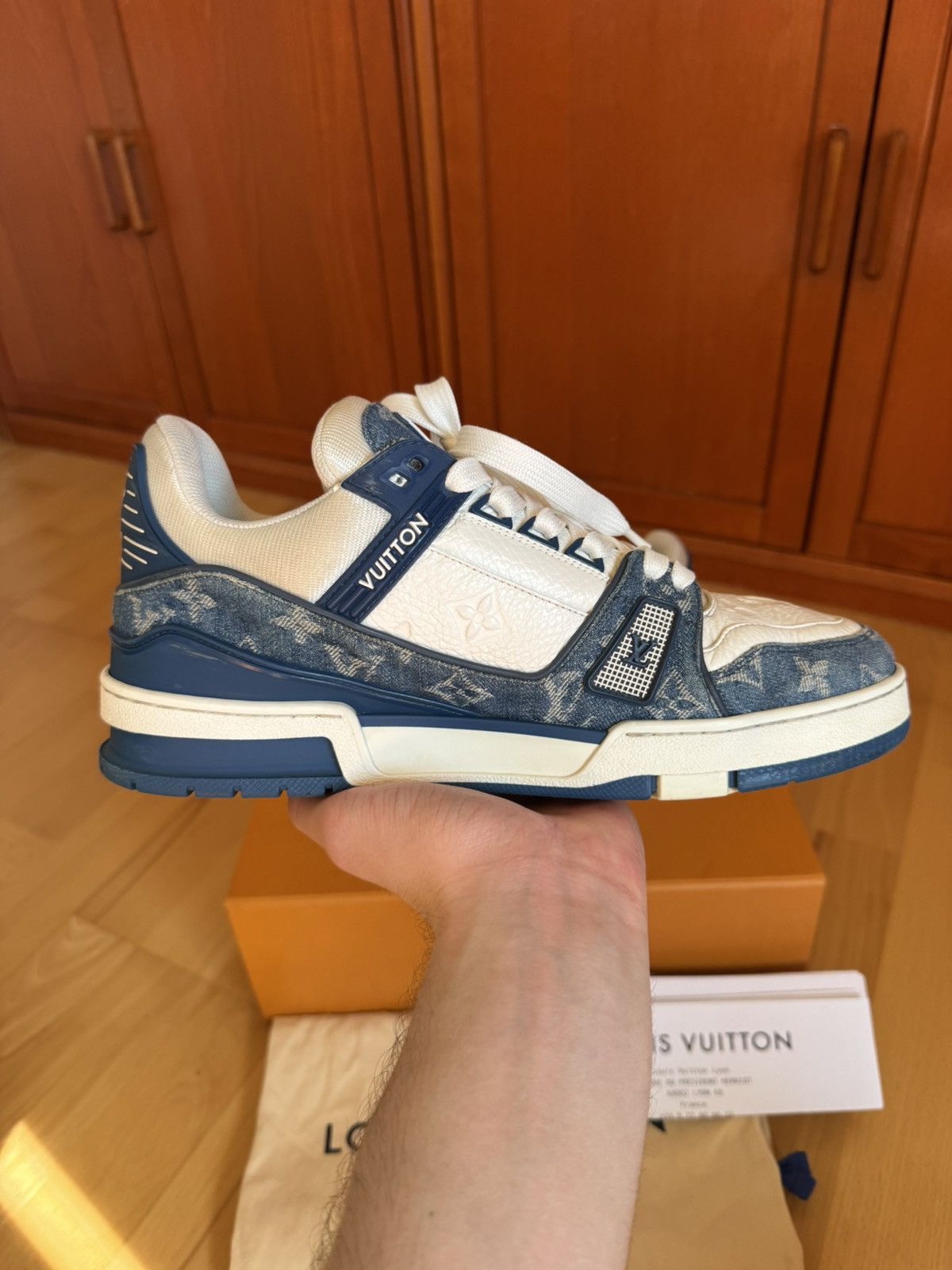 Louis Vuitton Louis Vuitton LV Trainer Blue Denim Size US 8.5 / EU 41-42 - 4 Thumbnail