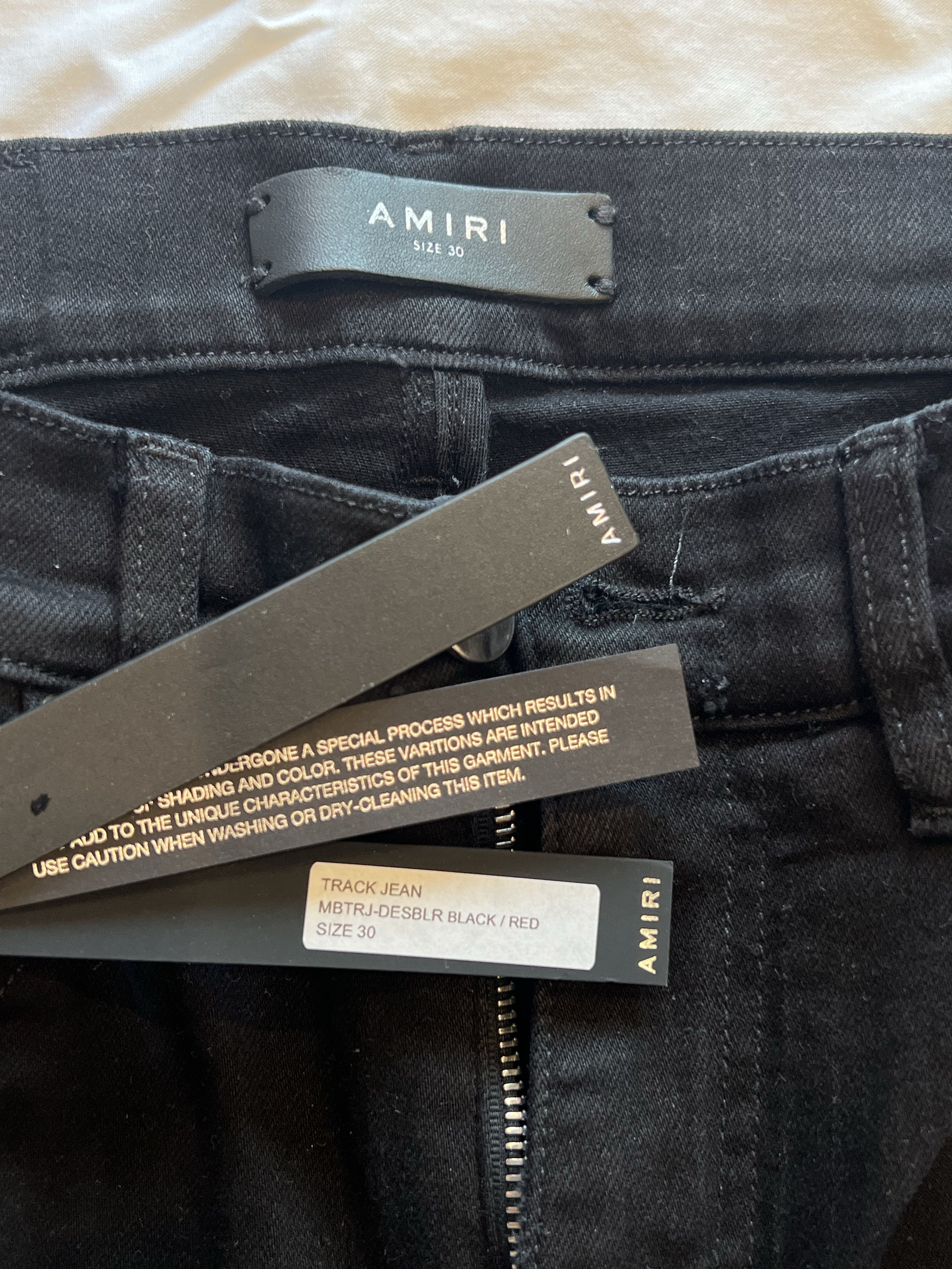 Amiri Track Striped Distressed Stretch-Denim Jeans Size US 30 / EU 46 - 3 Thumbnail