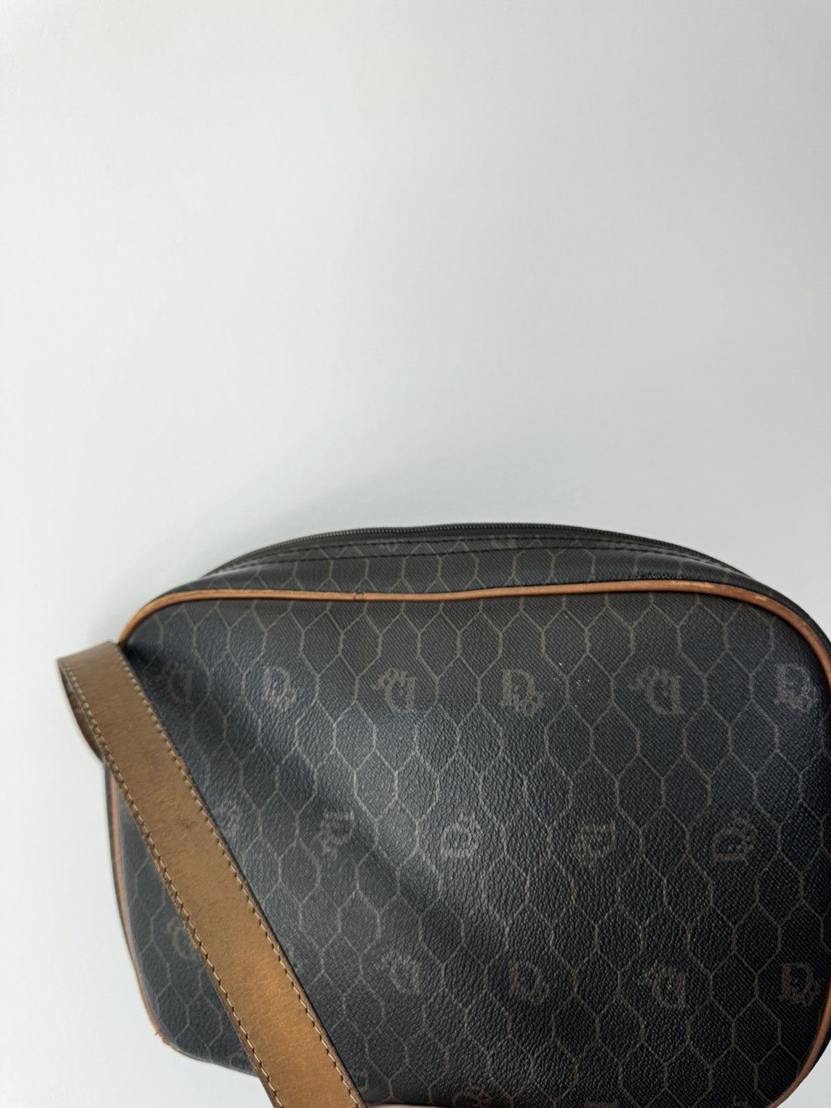Christian Dior Monsieur Black Dior Honeycomb Coated Canvas Crossbody 1970’s Vintage Size ONE SIZE - 9 Thumbnail