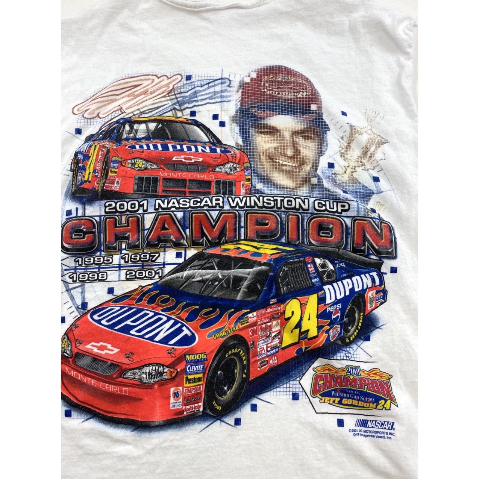 NASCAR VINTAGE NASCAR 2001 Jeff Gordon Winston Cup Champion Sleeveless Shirt Adult XL Tee Shirt White Men's L/XL Graphic Print Breatherable 100%Cotton Logo Size US L / EU 52-54 / 3 - 4 Thumbnail