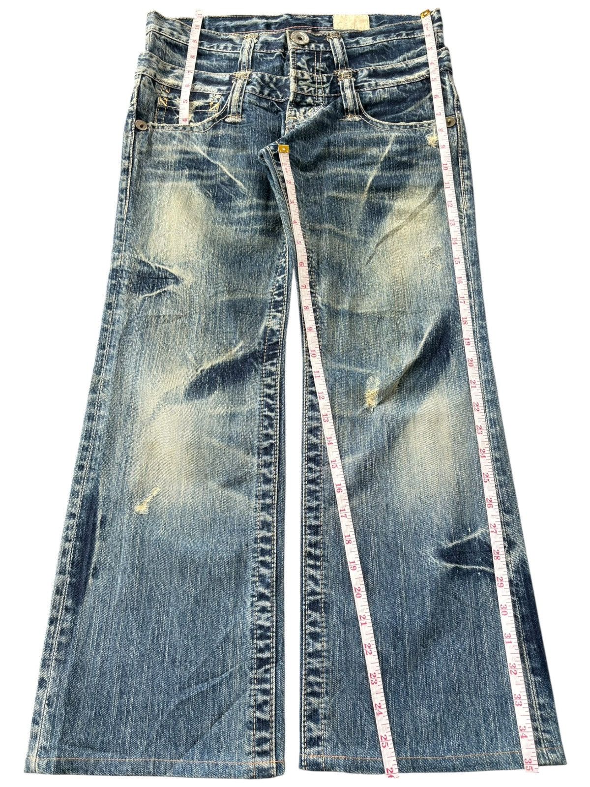 GOSTAR DE FUGA Vintage Japanese Brand Mud Wash Distress Flare Jeans Size 31" - 8 Thumbnail