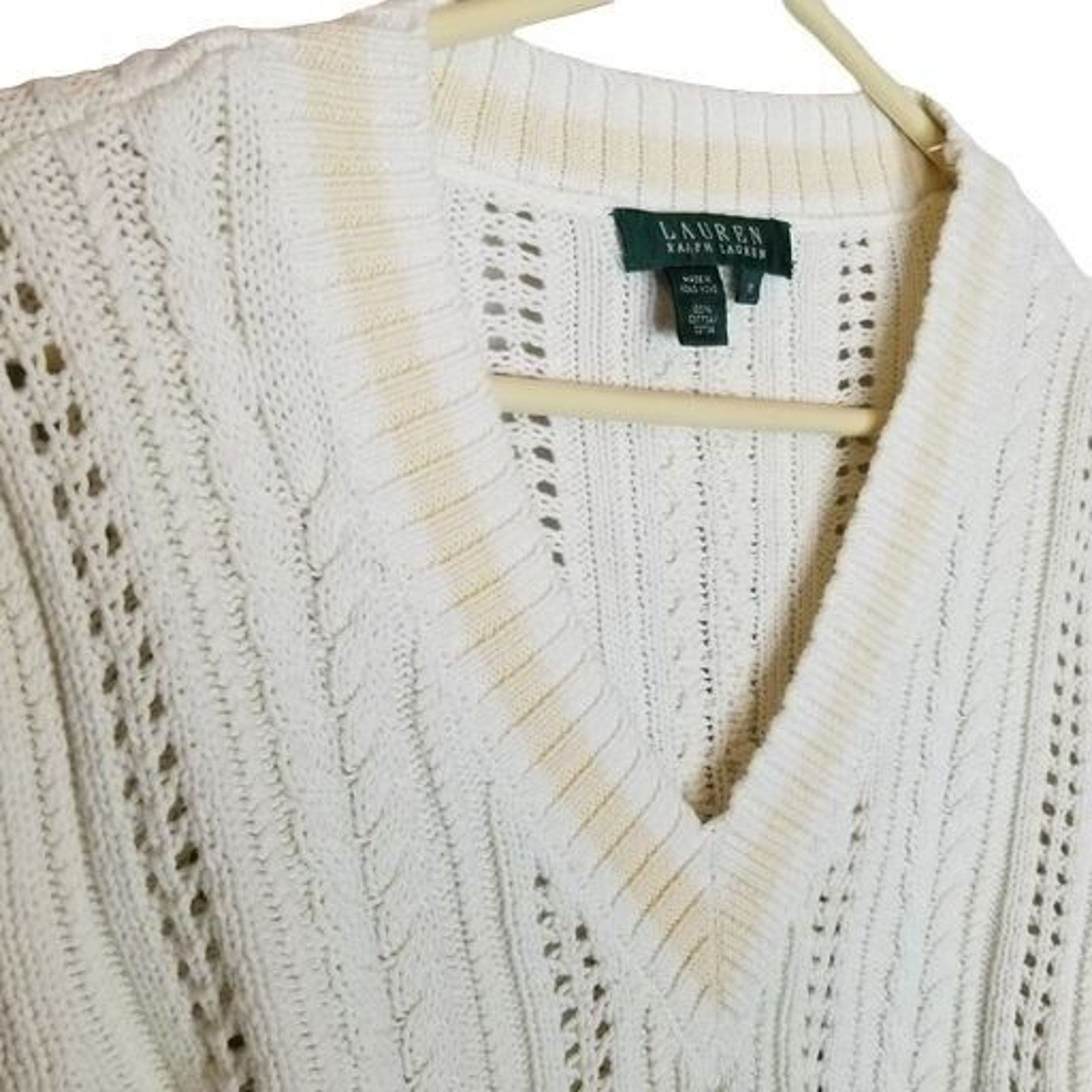 Lauren Ralph Lauren Lauren Ralph Lauren Womens Cable Knit V-Neck Sweater Size M Size M / US 6-8 / IT 42-44 - 5 Thumbnail
