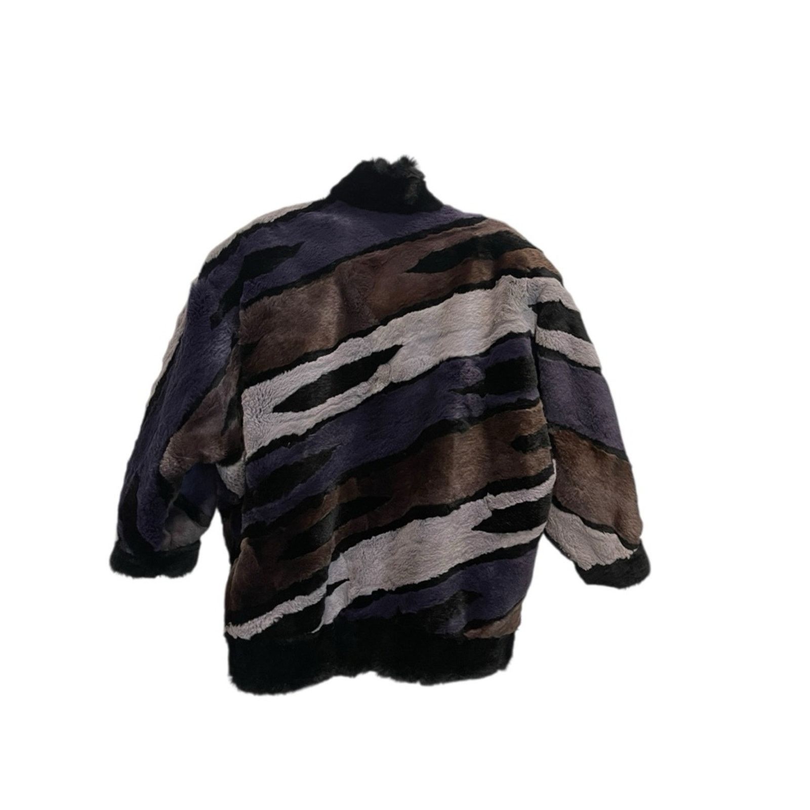 Neiman Marcus Neiman Marcus Striped Faux Fur Coat Women's Jacket Size ONE SIZE - 2 Thumbnail
