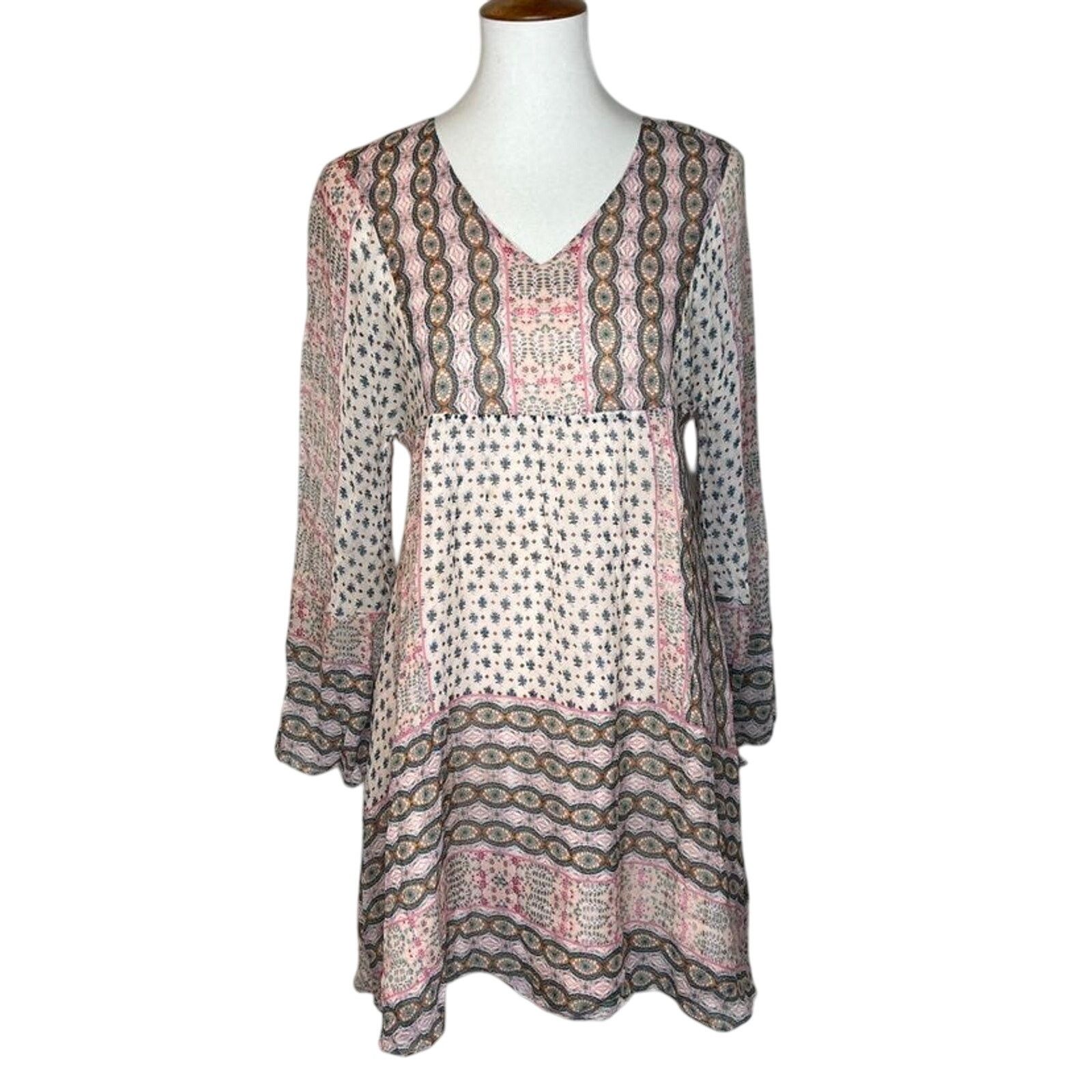 Rebecca Minkoff Rebecca Minkoff Pink Boho Shirt Dress (XS) Size XS / US 0-2 / IT 36-38 - 1 Thumbnail