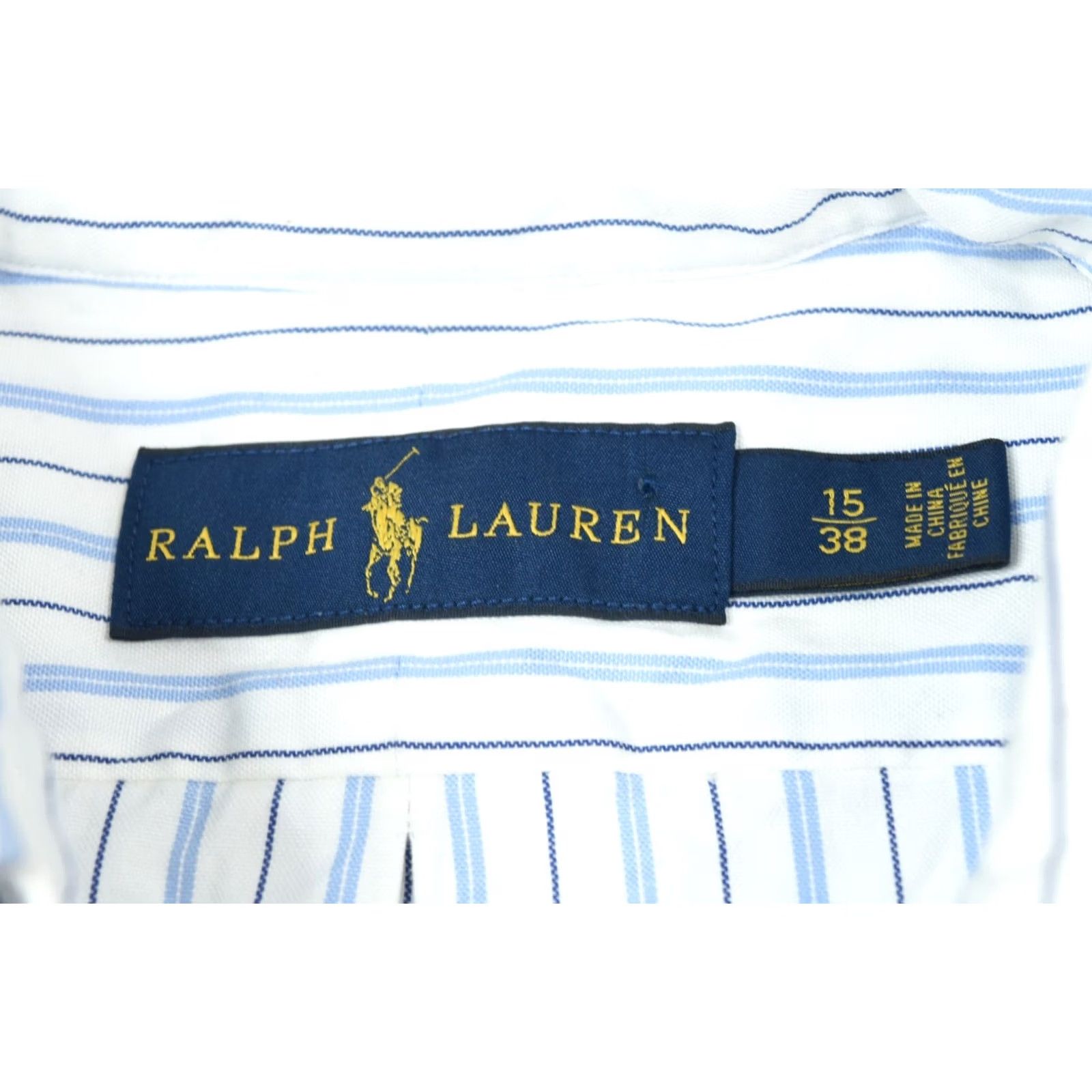 Ralph Lauren Ralph Lauren Shirt Mens 15 White Blue Striped Cotton Button-Down Long Sleeve Size US M / EU 48-50 / 2 - 6 Thumbnail