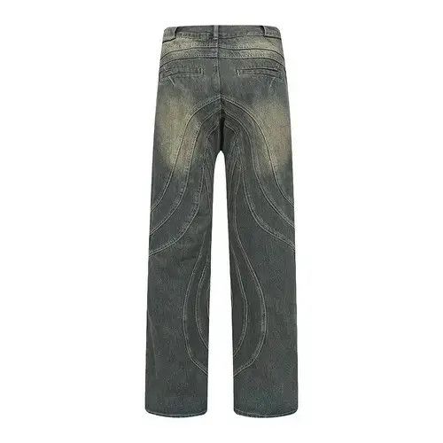 Japanese Brand × Jean #35 Vintage Painted Circle Striped Straight Flared Baggy Size US 32 / EU 48 - 2 Thumbnail