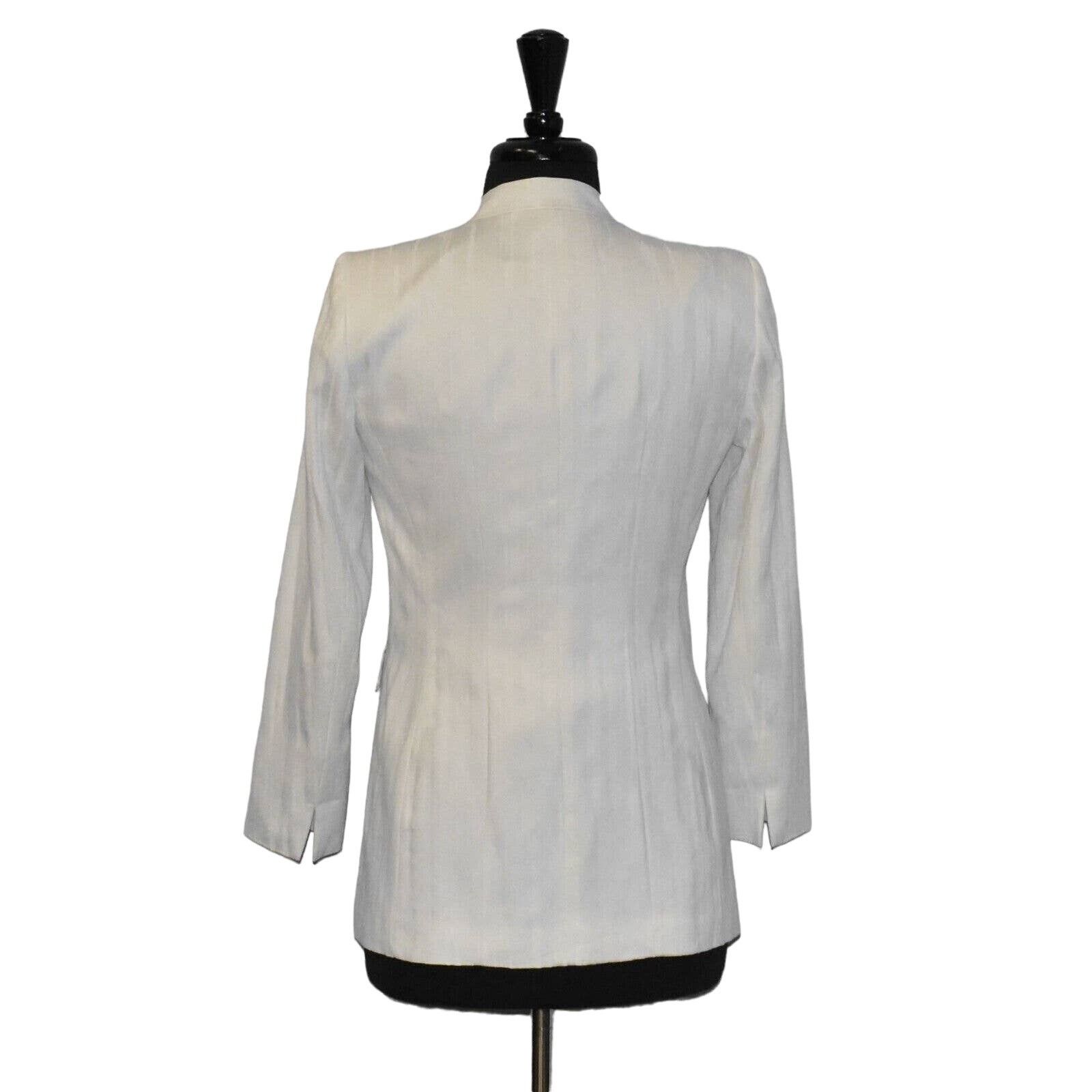 Lafayette 148 NEW LAFAYETTE 148 White Cotton Stand Collar Jacket Blazer 0 Size XS / US 0-2 / IT 36-38 - 3 Thumbnail