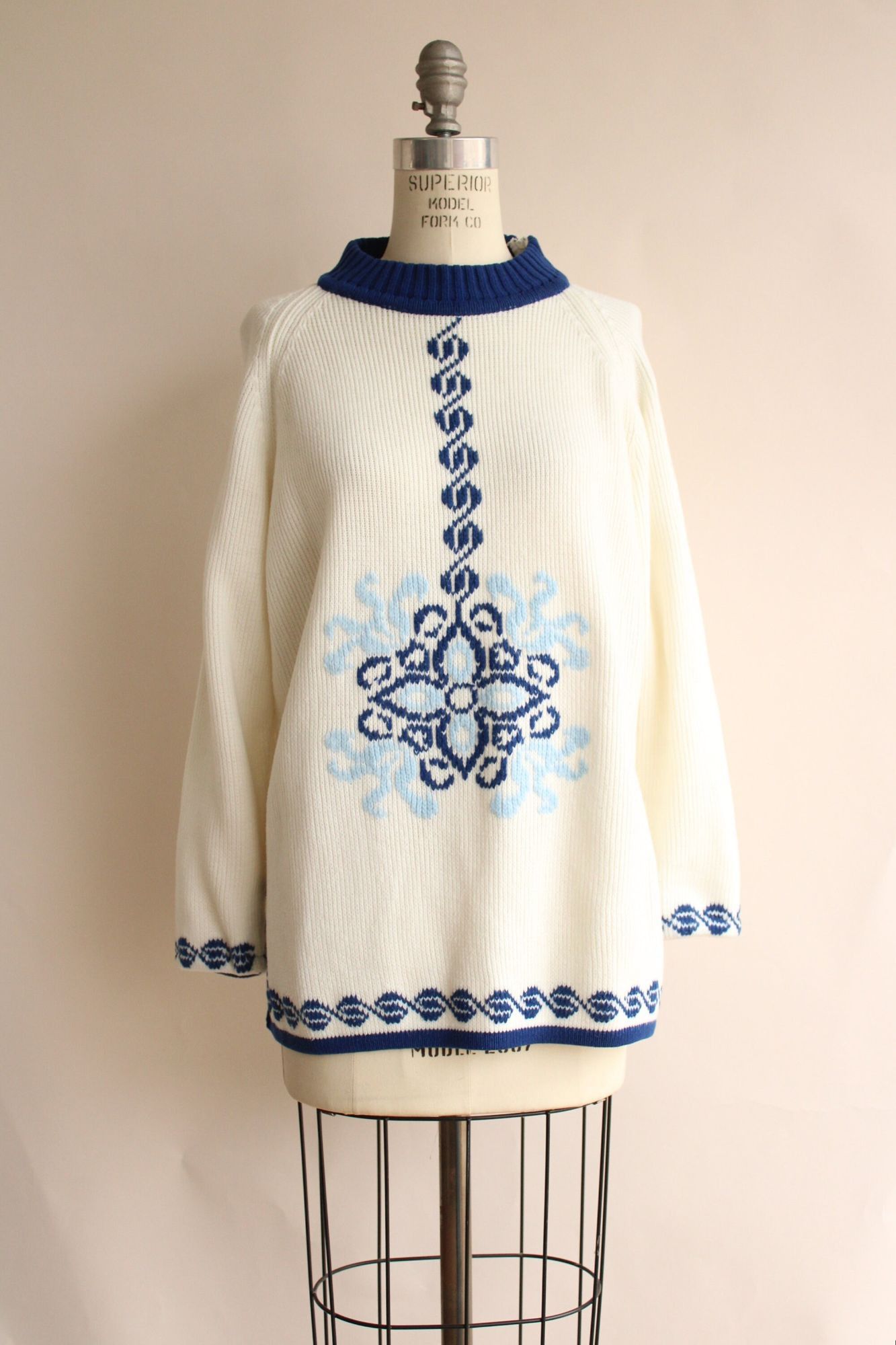 Vintage Vintage 1970s Sweater, The Campus Shop Nordic Style Blue and Size L / US 10 / IT 46 - 2 Thumbnail