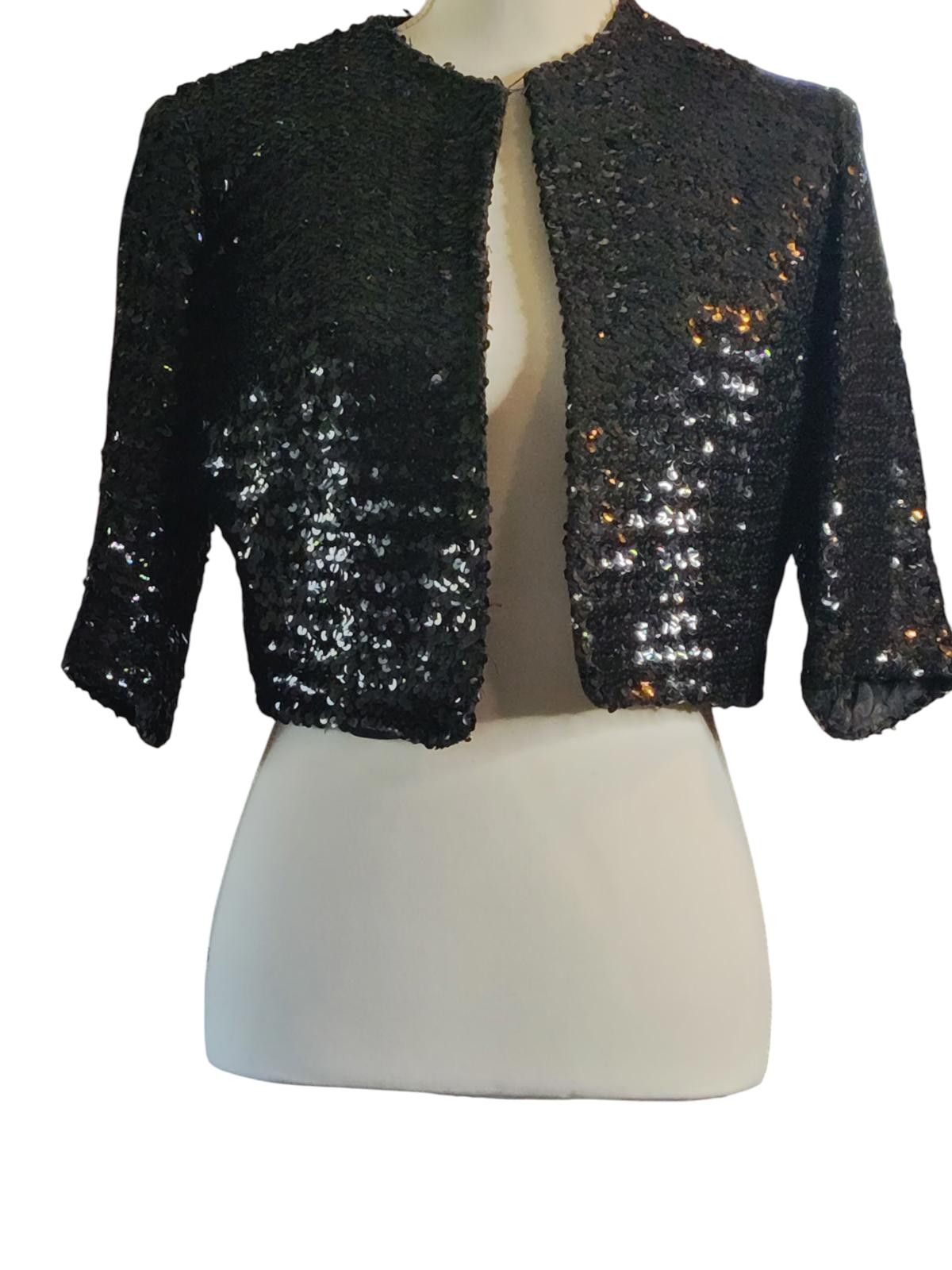 Designer Vintage Parade New York Sequined Bolero 3/4 Sleeves Size XL / US 12-14 / IT 48-50 - 3 Thumbnail