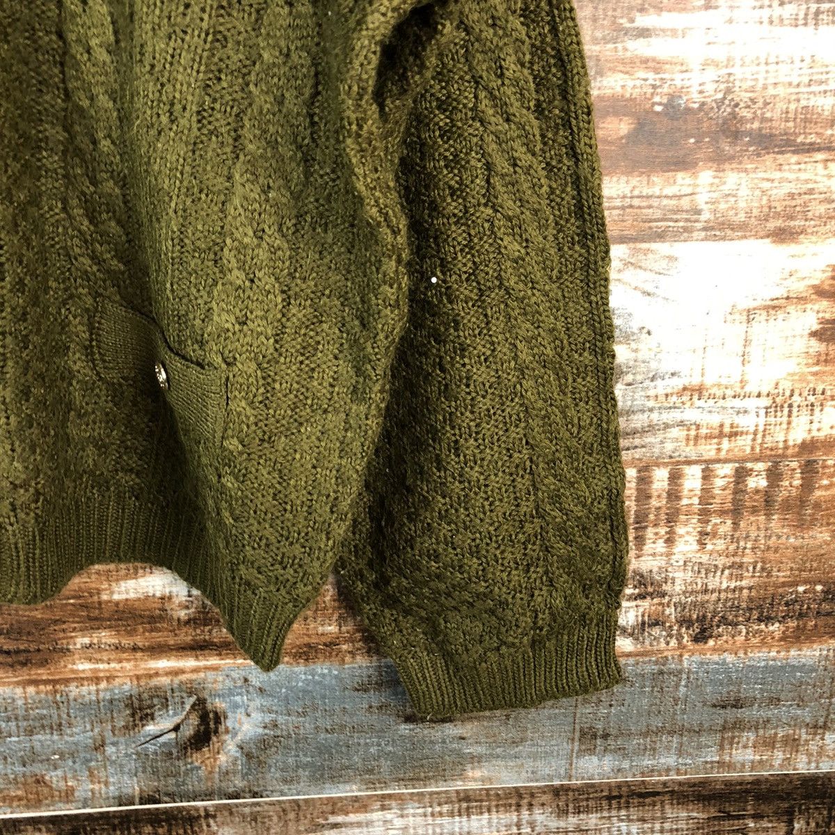 Japanese Brand Pelejutienu Green Patterned Cardigans #A2496 Size M / US 6-8 / IT 42-44 - 8 Thumbnail