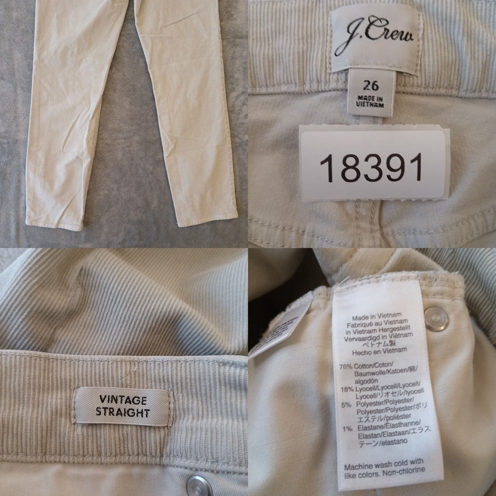 J.Crew J.Crew Pants Womens Size 26 Light Gray Corduroy Chino 27x27 Mid Rise Size 26" / US 2 / IT 38 - 8 Thumbnail