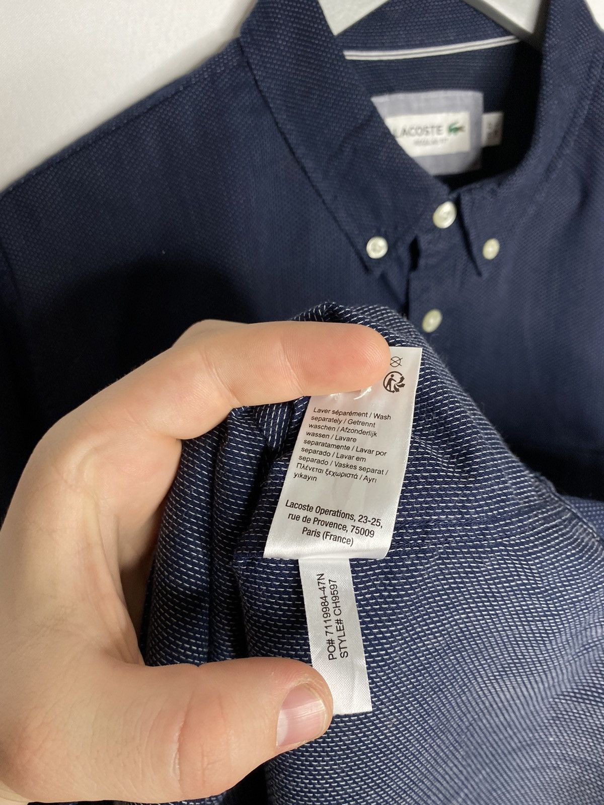 Other Lacoste France Navy Blue Shirt Long Sleeve Button Up Size US L / EU 52-54 / 3 - 12 Thumbnail