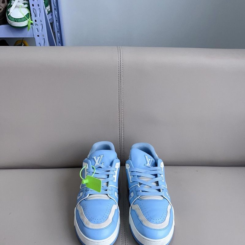Louis Vuitton Louis Vuitton Trainer Blue Leather Low-Top Sneakers - Size US 9.5 / EU 42-43 - 1 Thumbnail