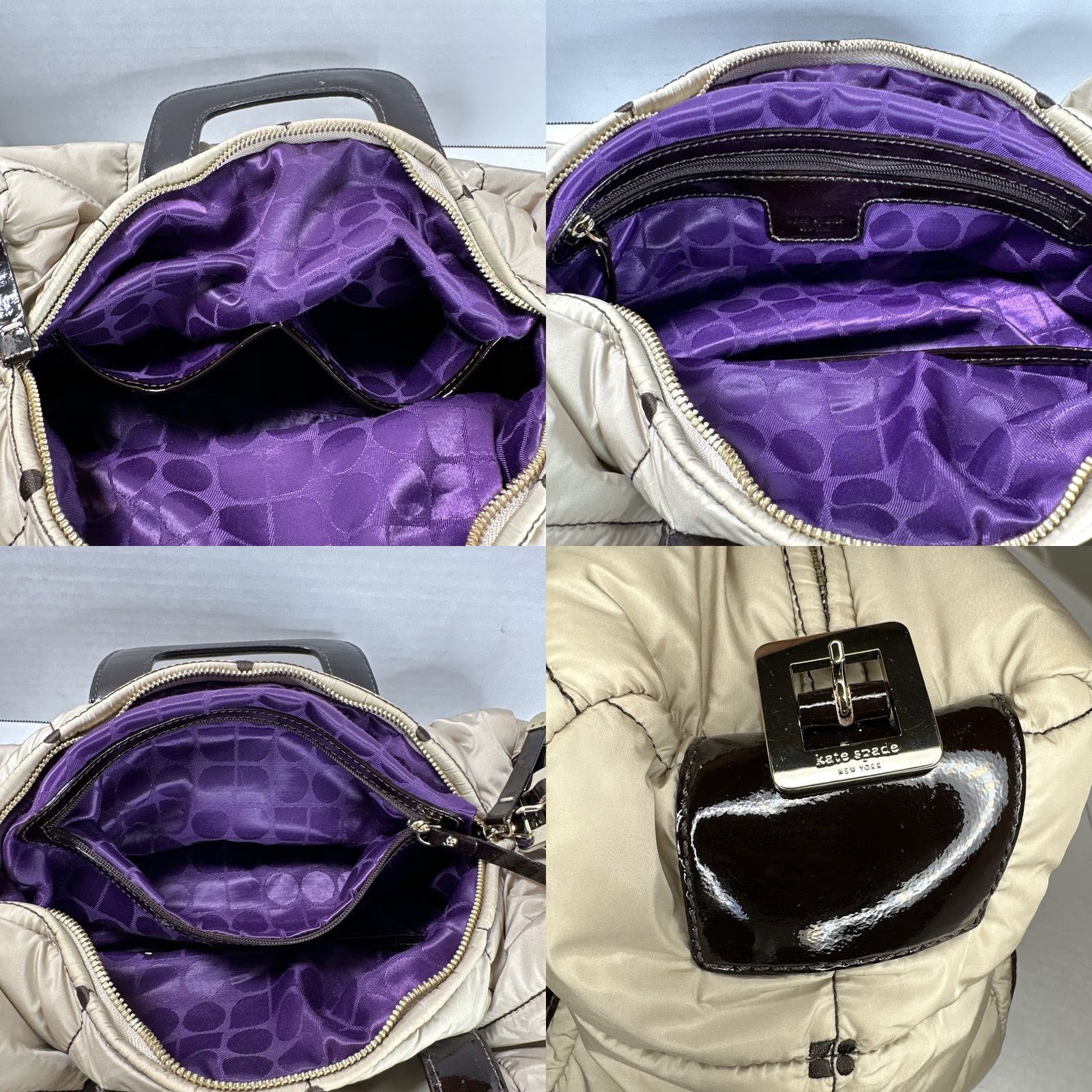 Vintage kate spade new york Alpine Beige Nylon Quilted Bag NO SHOULDER STRAP Large Women bag, Quilted, Nylon, Beige, Kate Spade, Bag, Vintage N/A Size ONE SIZE - 8 Thumbnail