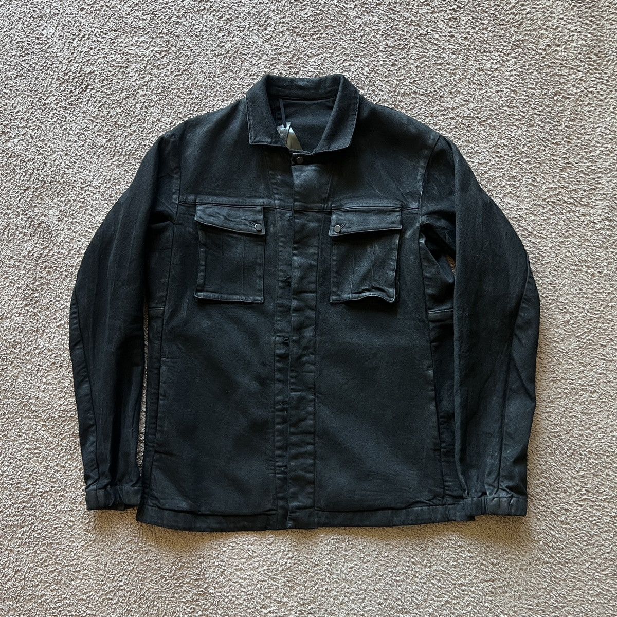 image of Boris Bidjan Saberi Denim Overshirt in Black, Men's (Size XL)