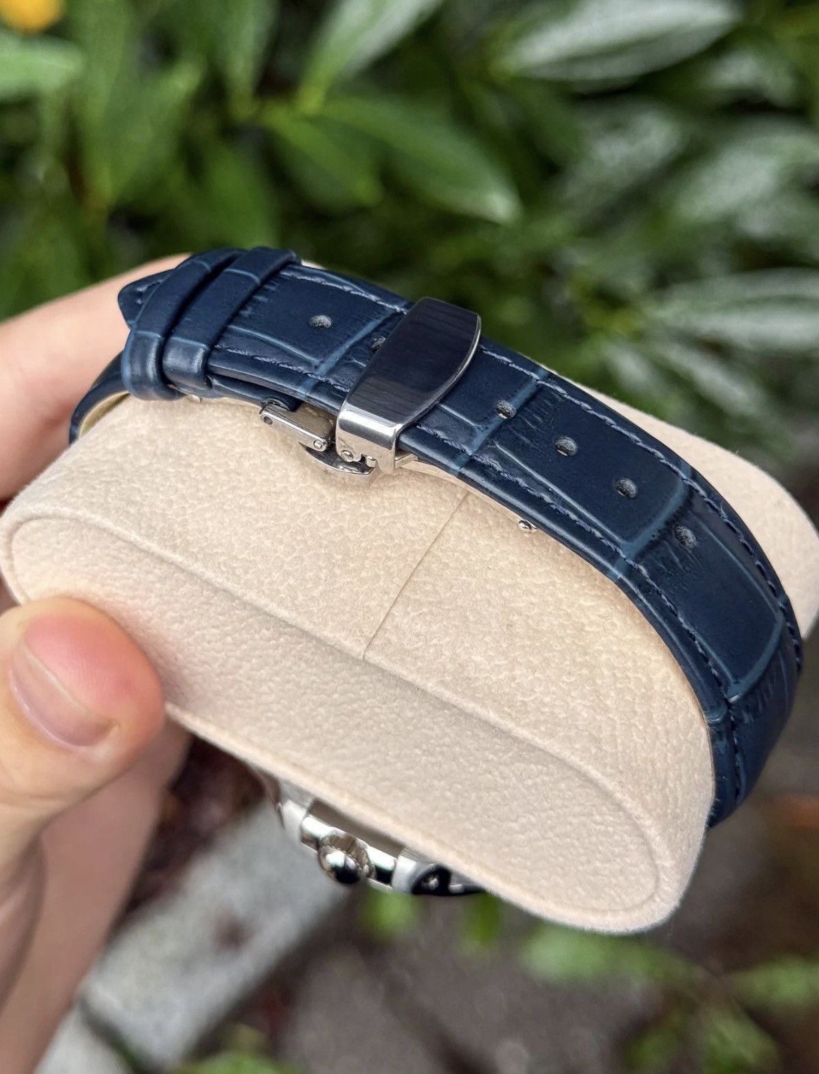 Japanese Brand Seiko Mod Nautilus Navy Open Dial Steel Watch Leather 41mm Size ONE SIZE - 3 Thumbnail