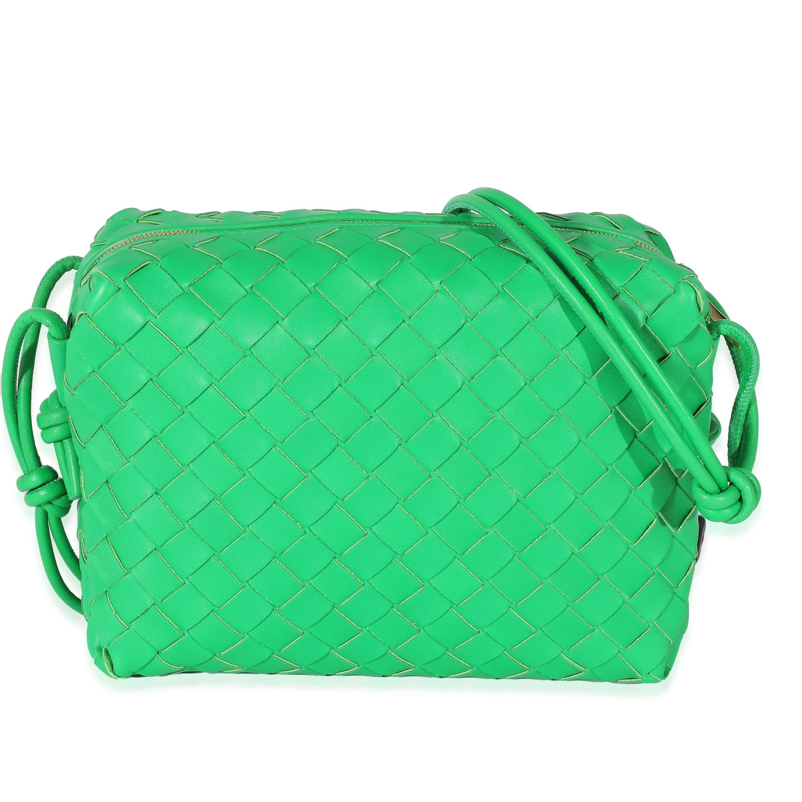 image of Bottega Veneta Parakeet Intrecciato Lambskin Small Loop Camera Bag in Black, Women's