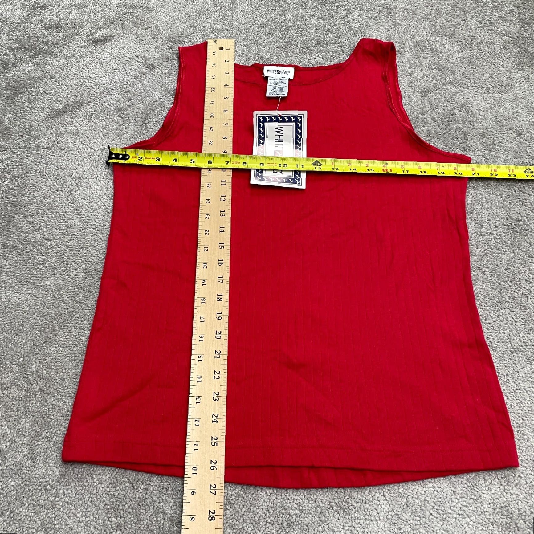 Vintage White Stag Tank Womens XL Red 100% Cotton Basic Knit Sleeveless Strappy Sleeve Camisole Casual NWD Size XL / US 12-14 / IT 48-50 - 7 Thumbnail