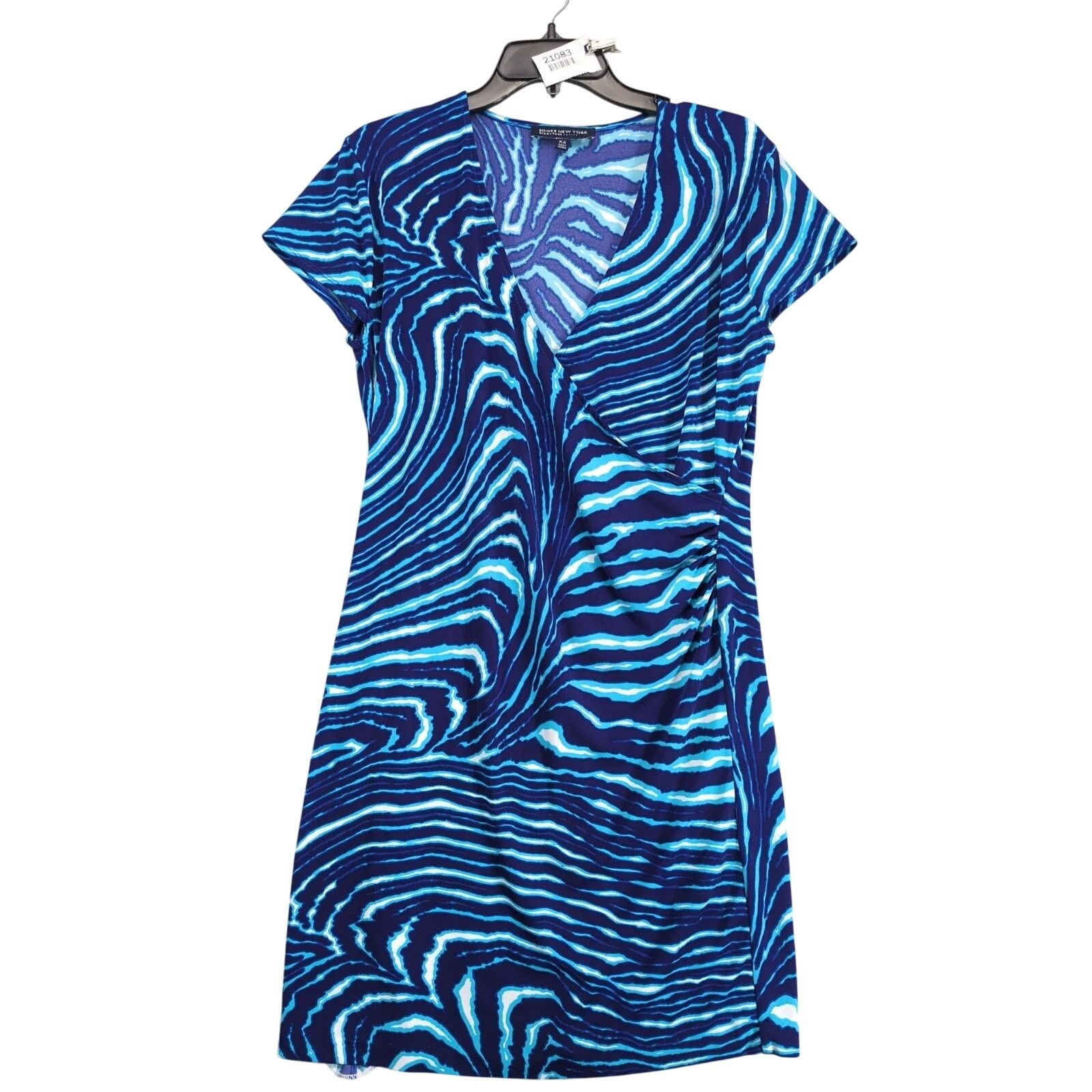 Jones New York Jones New York Signature Blue Wave V-Wrap Mini Dress L Pet Size L / US 10 / IT 46 - 1 Thumbnail