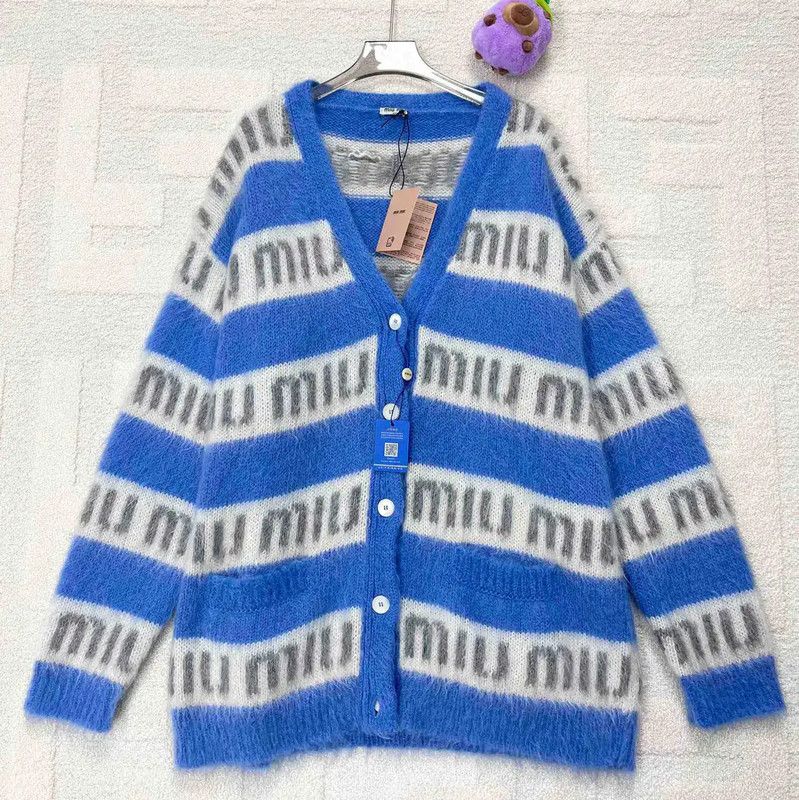 Miu Miu Miu Miu Blue Women's Cardigan Sweater 0089 Size XS / US 0-2 / IT 36-38 - 1 Thumbnail