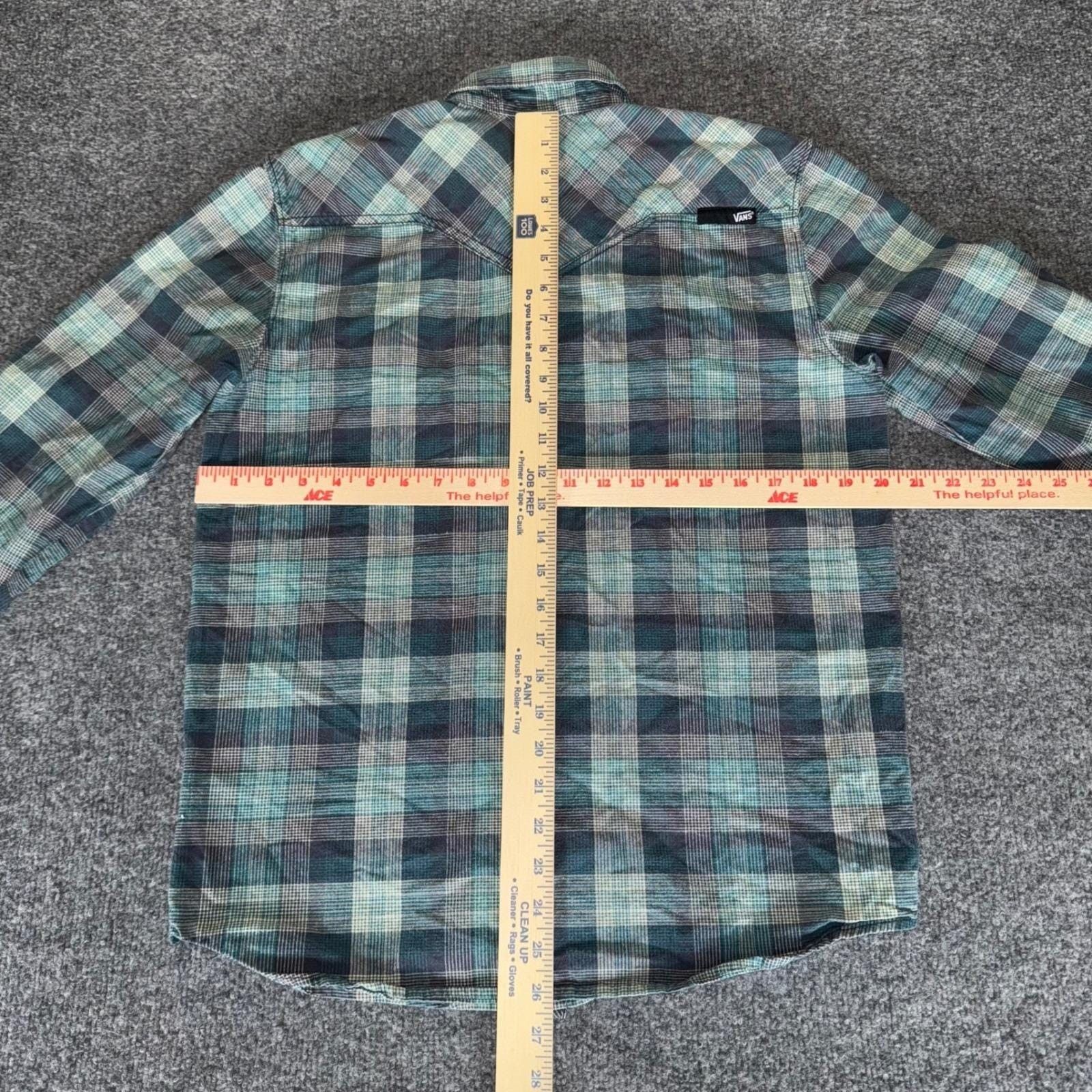 Vans Vans Mens Small Green Plaid Flannel Snap Front Shirt LS Size US S / EU 44-46 / 1 - 4 Thumbnail
