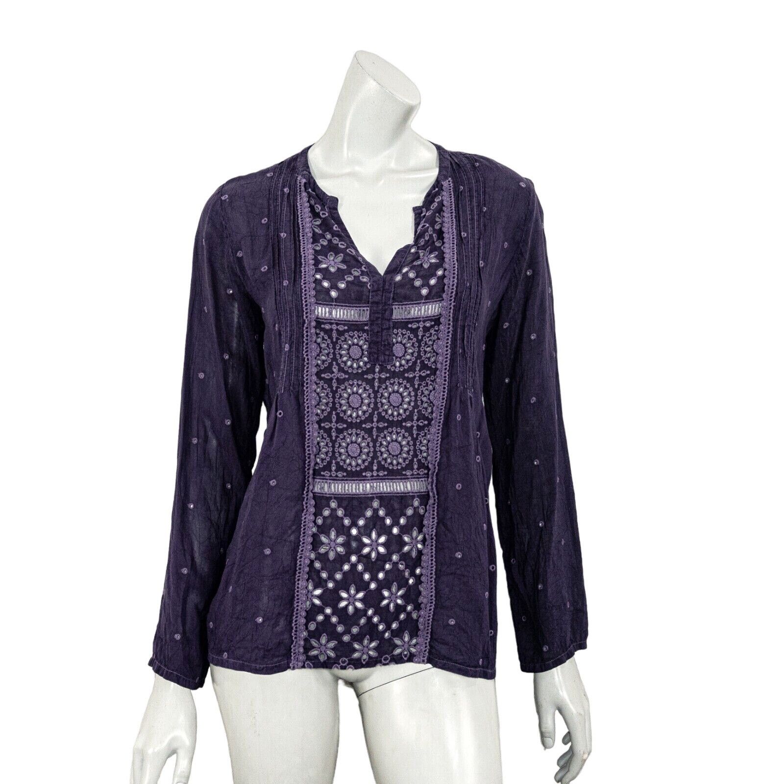 Johnny Was Johnny Was Pullover Blouse Purple Sheer Embroidered sz S Size S / US 4 / IT 40 - 2 Thumbnail