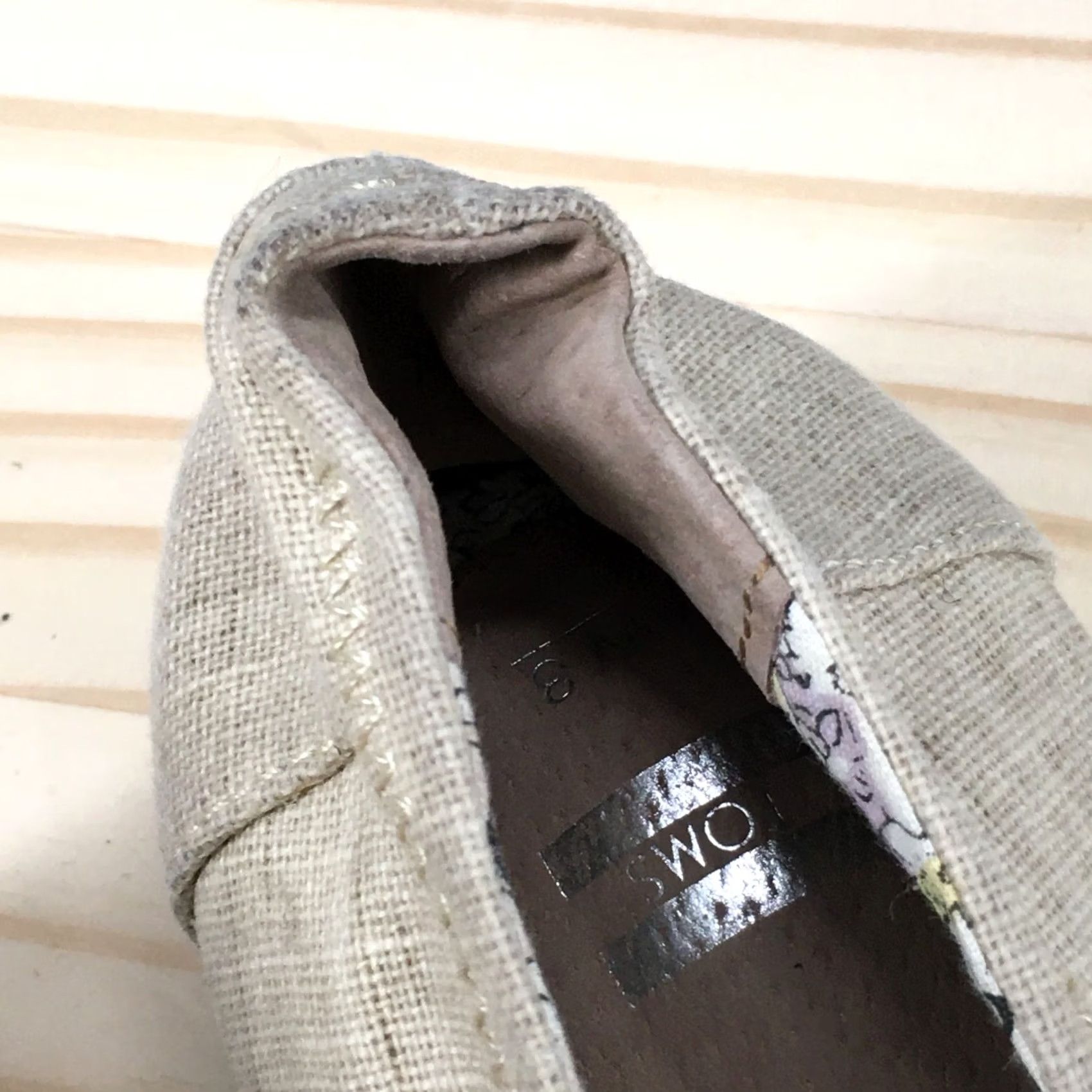 Toms TOMS Women Ballet Flats Casual Beige Fabric Slip On Low Top 8 XS? Size M / US 6-8 / IT 42-44 - 4 Thumbnail
