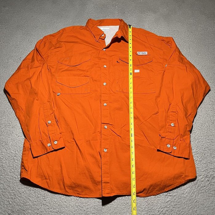 Vintage Columbia PFG Long Sleeve Fishing Shirt Mens 2XT Orange Vented  Performance