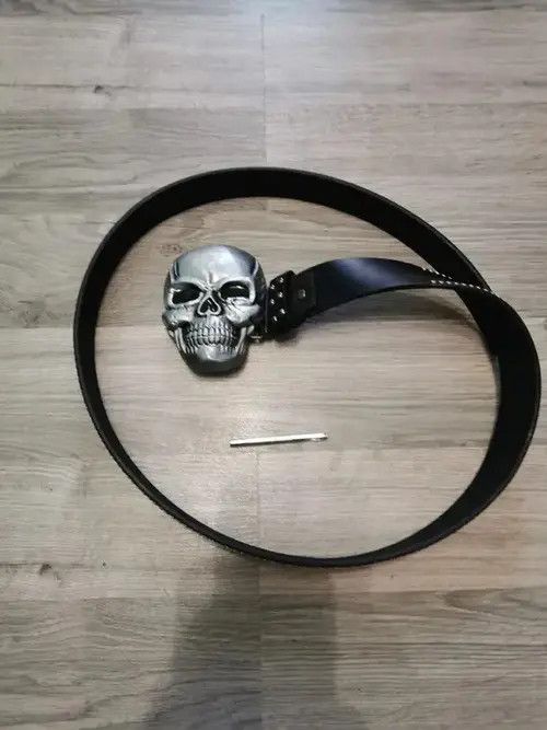 Leather Skull Buckle PU Leather Belt Size ONE SIZE - 4 Thumbnail