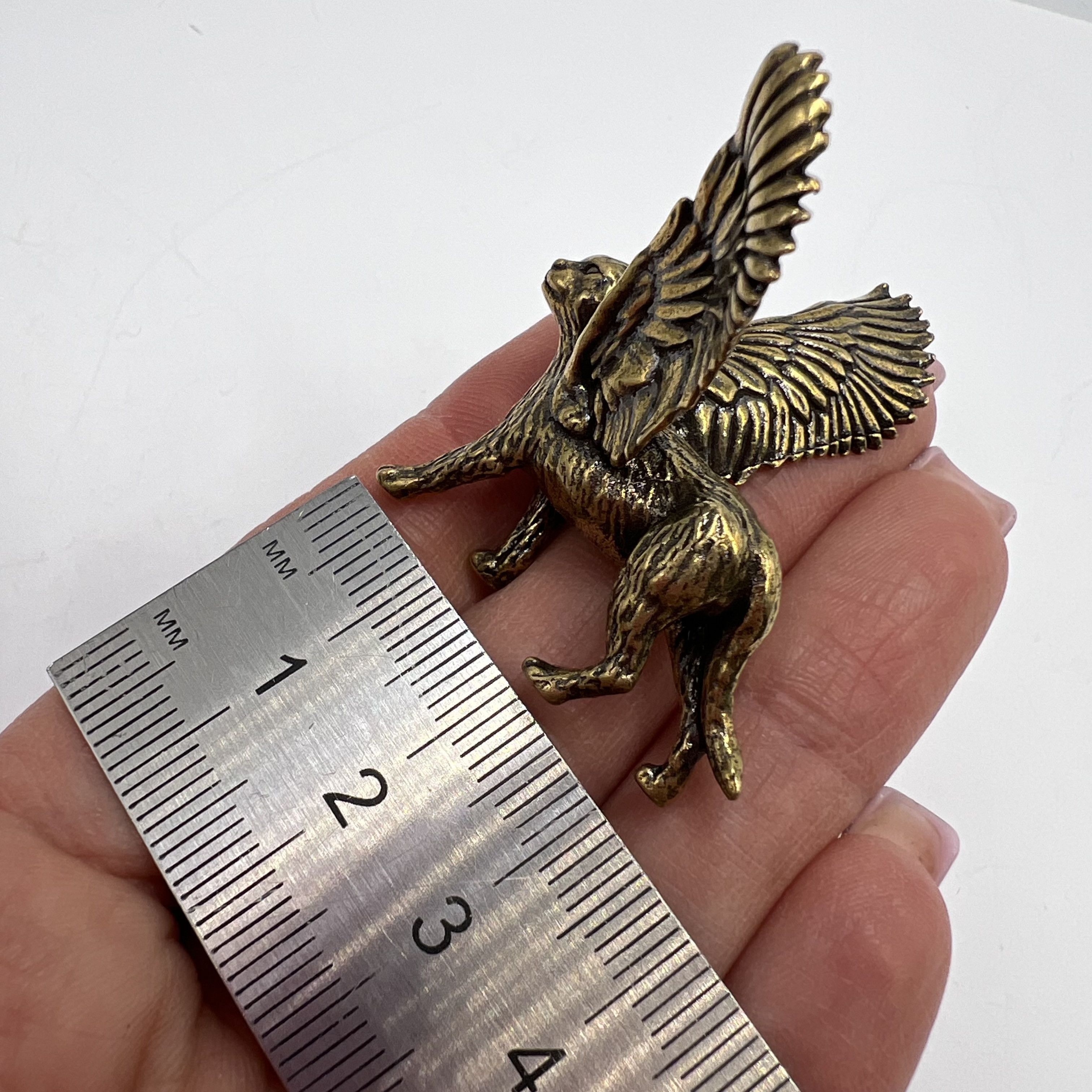 Vintage Vintage Mini Figure Cat with Wings Brass Bronze Decor Size ONE SIZE - 7 Thumbnail