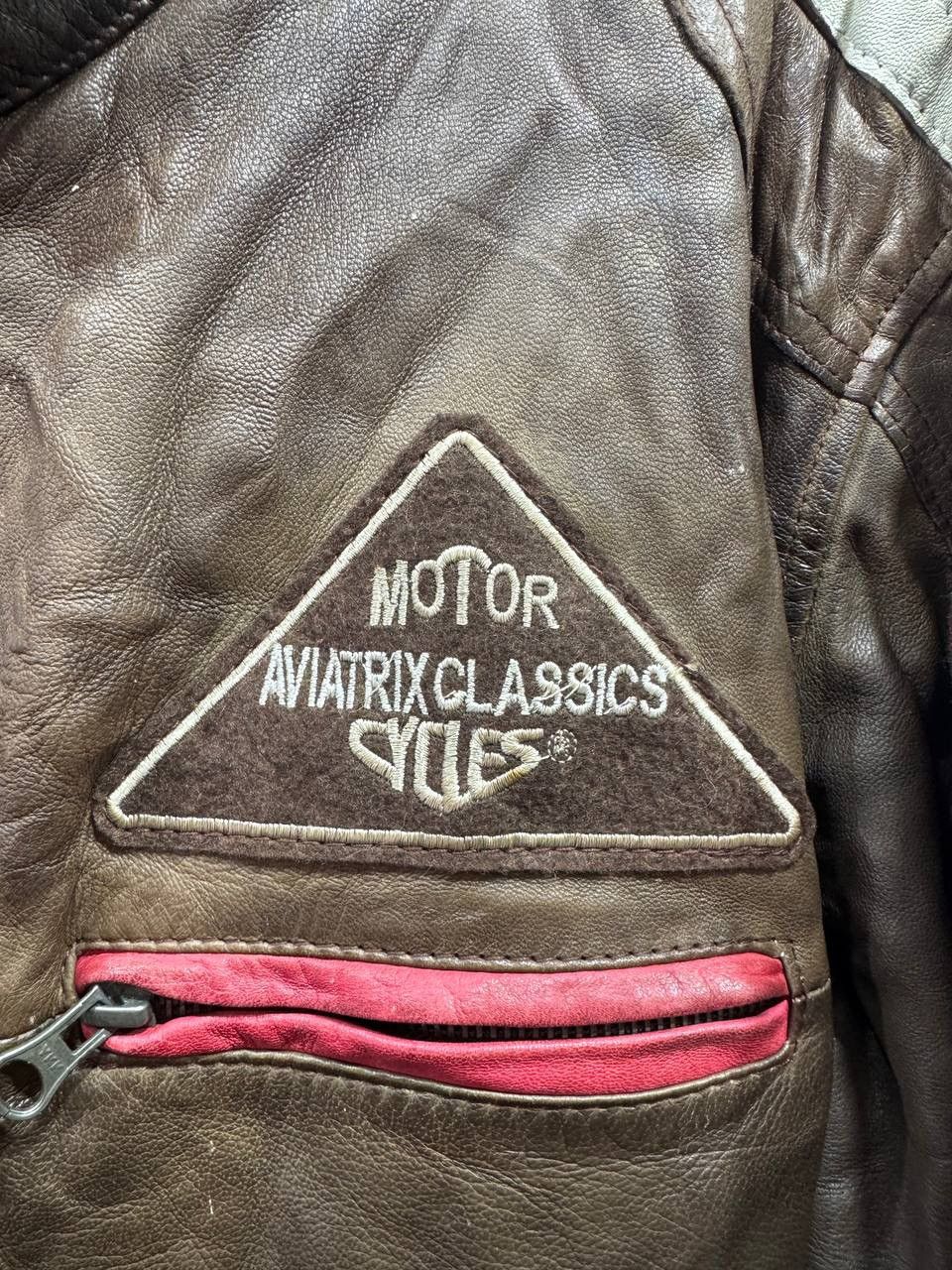 Vintage Aviatrix Men's Real Leather Brown Patch Racing Biker Jacket Size US XL / EU 56 / 4 - 4 Thumbnail
