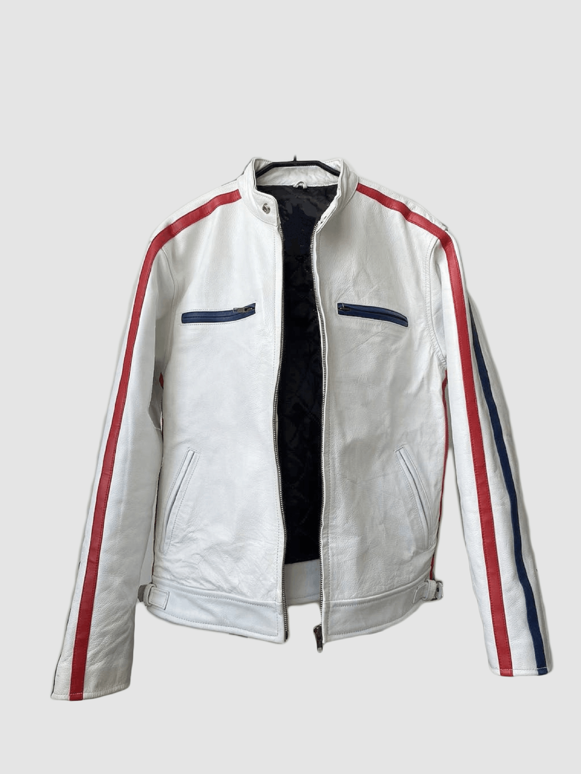 Leather Men's White Streetwear Leather Jacket Zip up Y2K Size US L / EU 52-54 / 3 - 2 Thumbnail