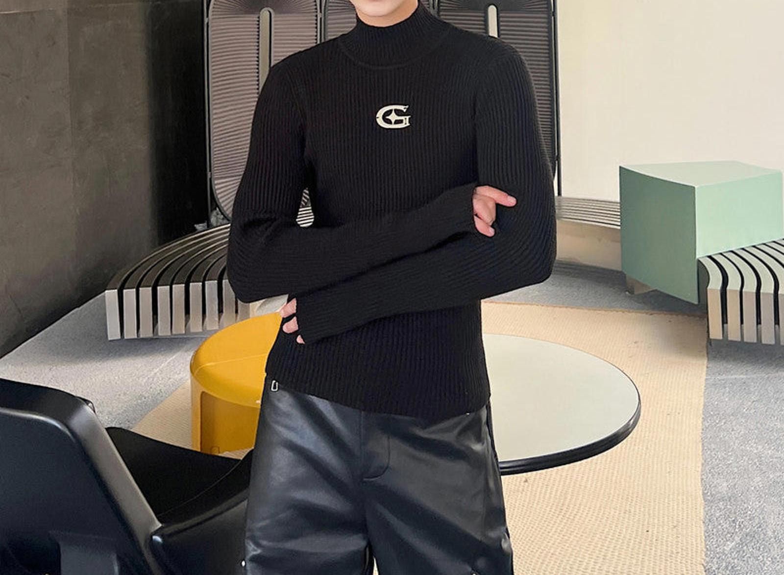 Japanese Brand Ribbed Turtleneck Sweaters, Slim Fit Knit Size US M / EU 48-50 / 2 - 3 Thumbnail