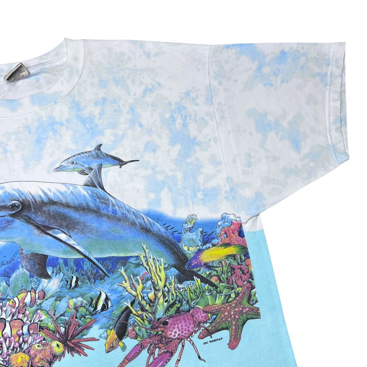 Habitat 1990s Dolphin Reef Habitat Nature Wrap Around Tie Dye Tee Size US XXL / EU 58 / 5 - 6 Thumbnail