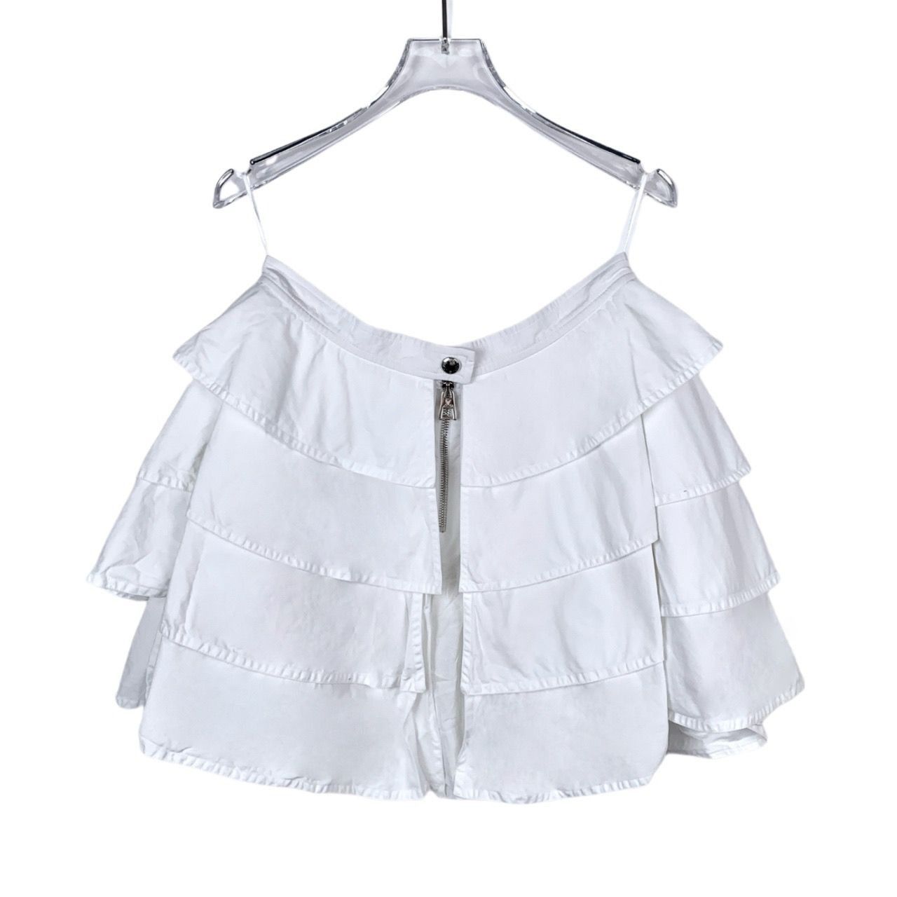 Louis Vuitton Louis Vuitton White Tiered Ruffle Skirt With Back Zipper Clo Size 40" / US 18 - 2 Thumbnail
