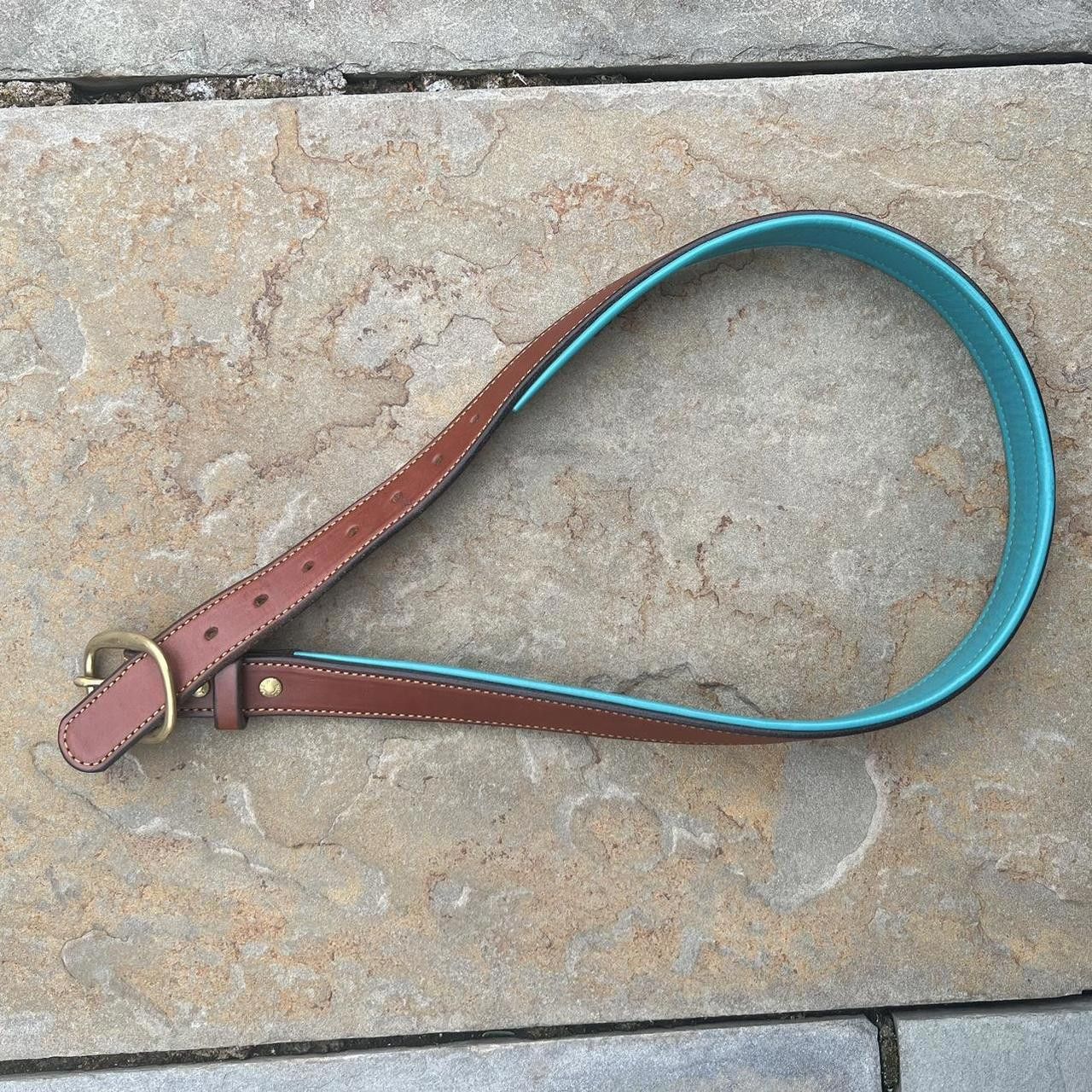 Other Y2K Brown + Teal Leather Belt Size ONE SIZE - 1 Thumbnail