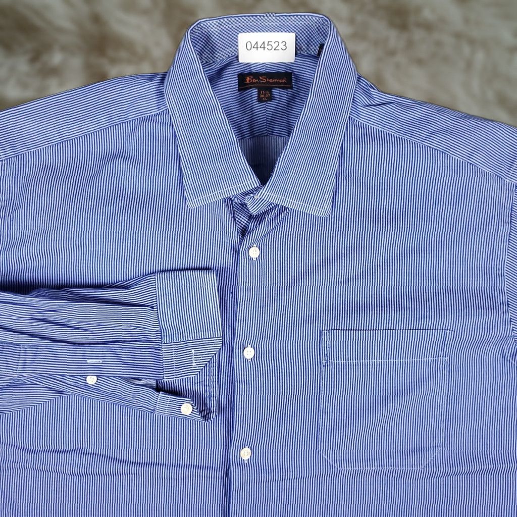 Ben Sherman Ben Sherman Shirt Men XL Blue Striped Button-Up Long Sleeve Mens Size US XL / EU 56 / 4 - 1 Thumbnail