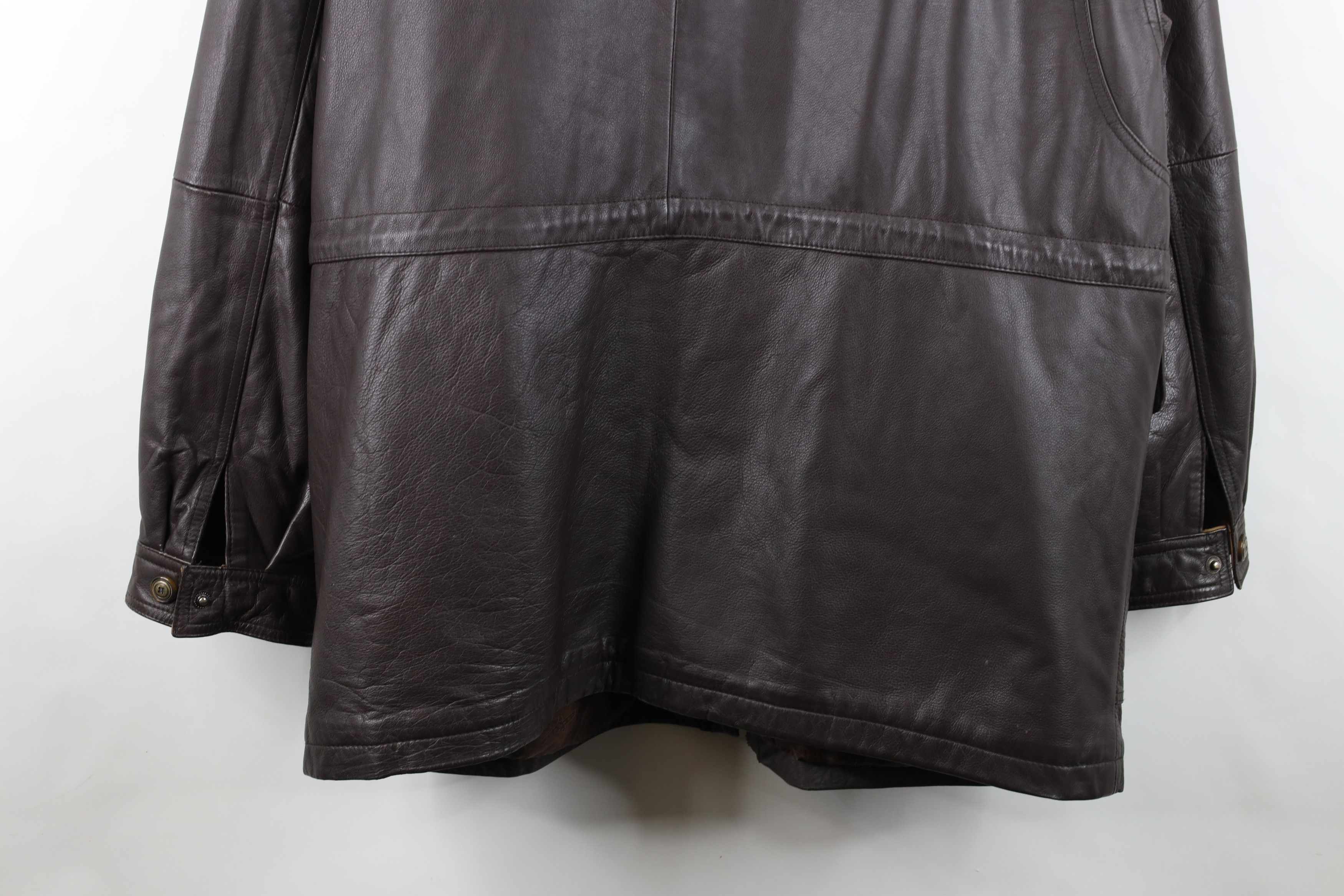 Members Only Vintage 90s Members Only Leather Chore Barn Jacket Brown Size US XL / EU 56 / 4 - 17 Thumbnail
