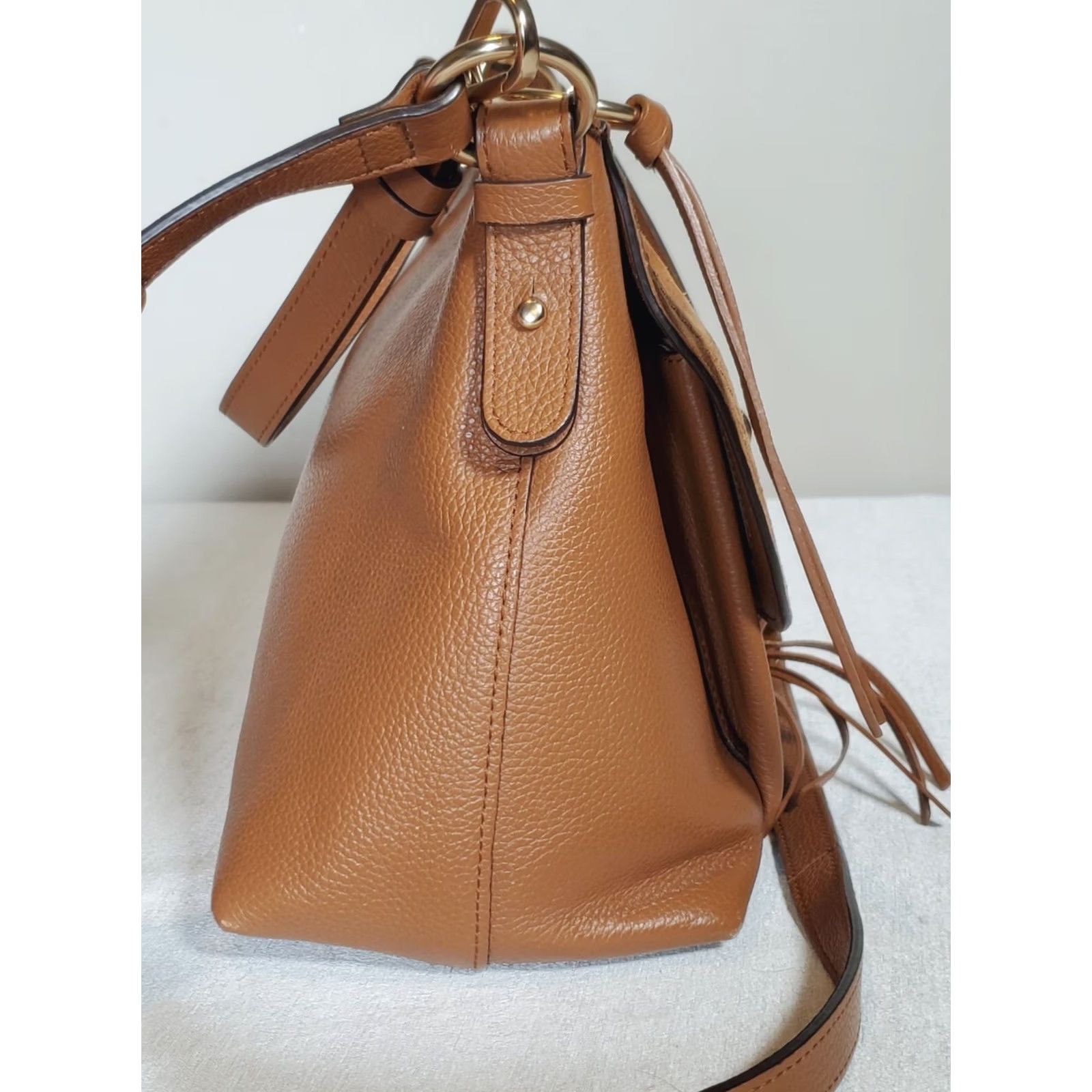 Vintage Chloé Bag Womens Small See Joan Leather Suede Crossbody Caramello Brown Charms Size ONE SIZE - 7 Thumbnail