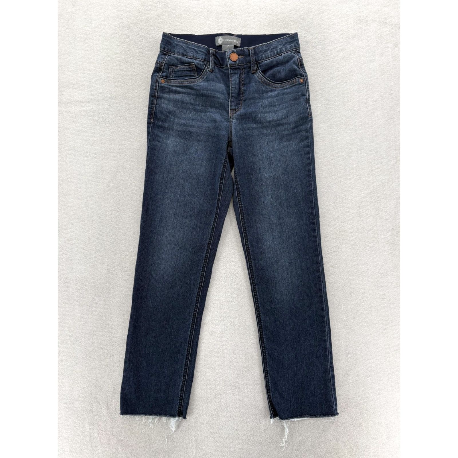 Vintage Democracy Jeans Women 2 Blue AB Technology Straight Leg Denim Raw Hem Ankle Size 26" / US 2 / IT 38 - 2 Thumbnail