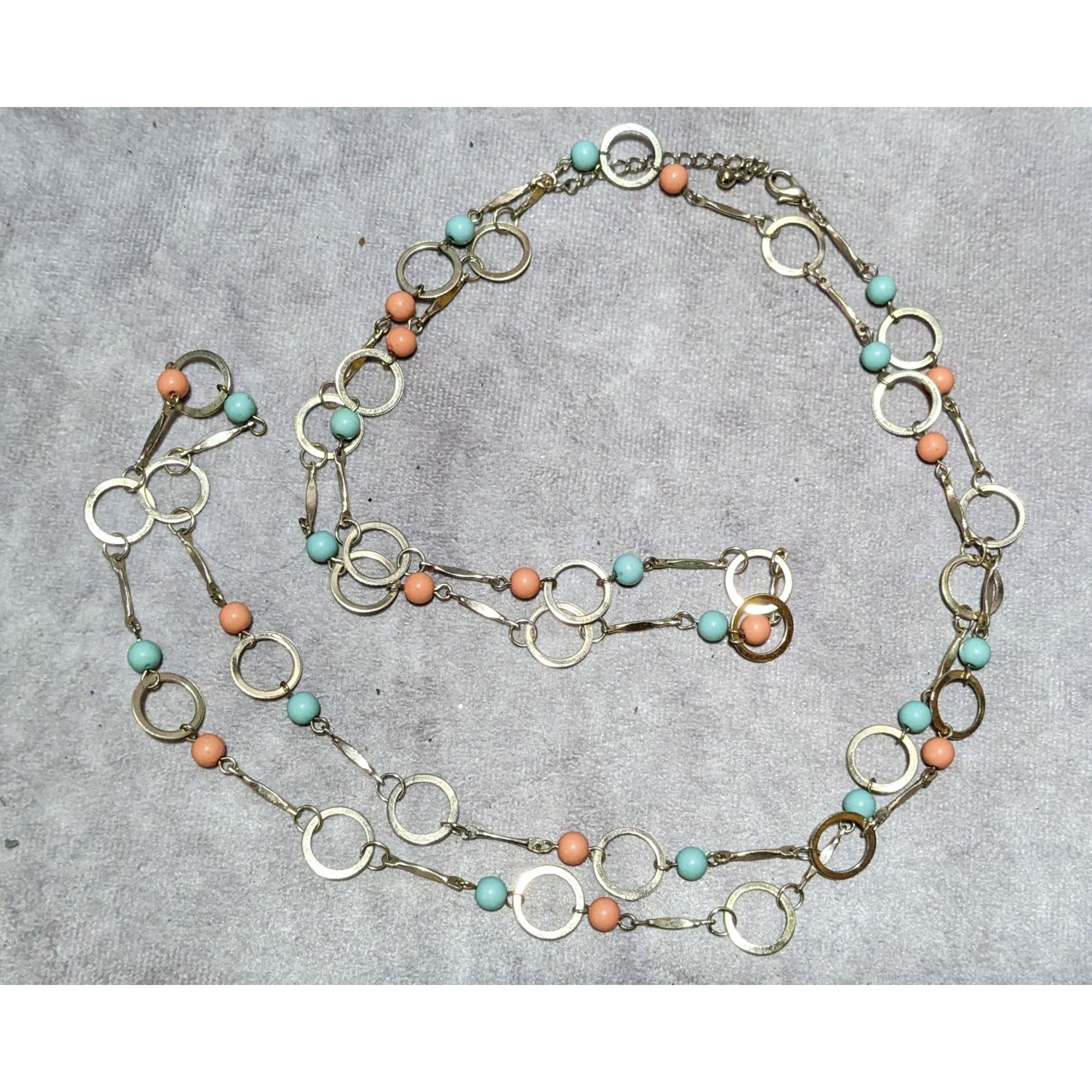 Other Retro Hoop Link Pink And Blue Beaded Necklace Size ONE SIZE - 7 Thumbnail