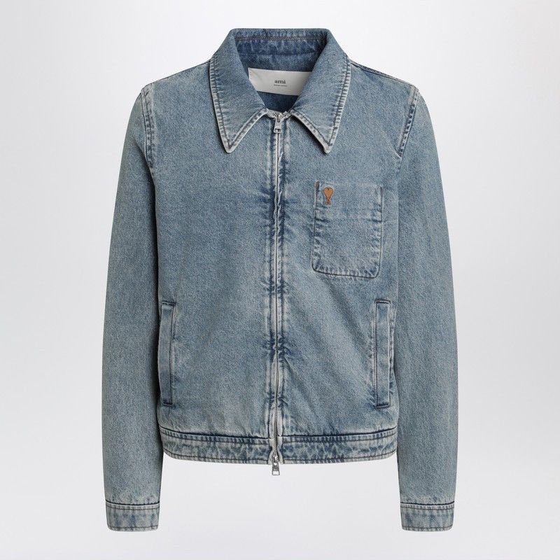 Ami Paris Denim Zip-Up Ami De Coeur Jacket