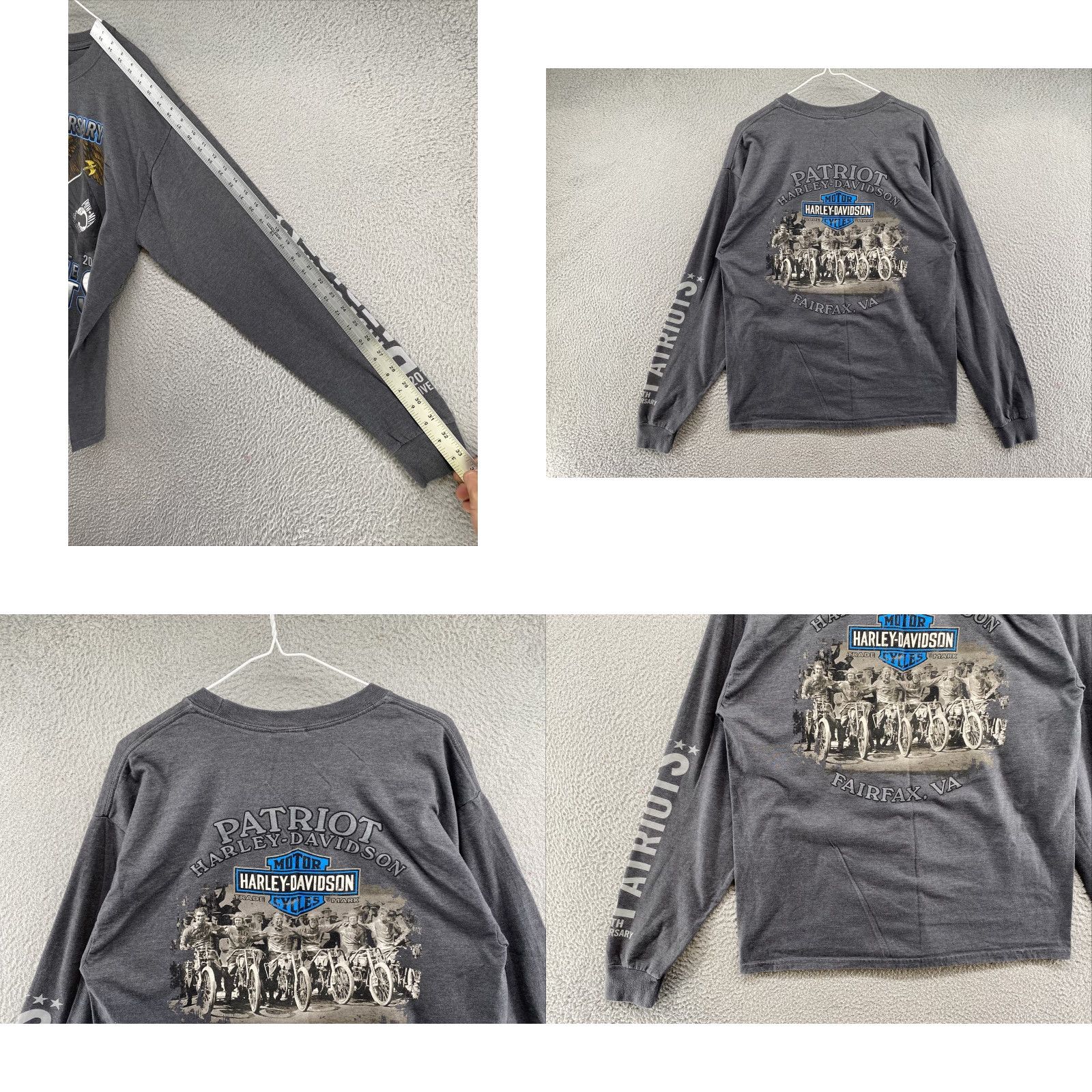 Harley Davidson Harley-Davidson T-Shirt Graphic Tee Long Sleeve Crew Neck 20th Anniversary Ride of the Patriots Patriotic Multicolor 100% Cotton Mens L Size US L / EU 52-54 / 3 - 8 Thumbnail